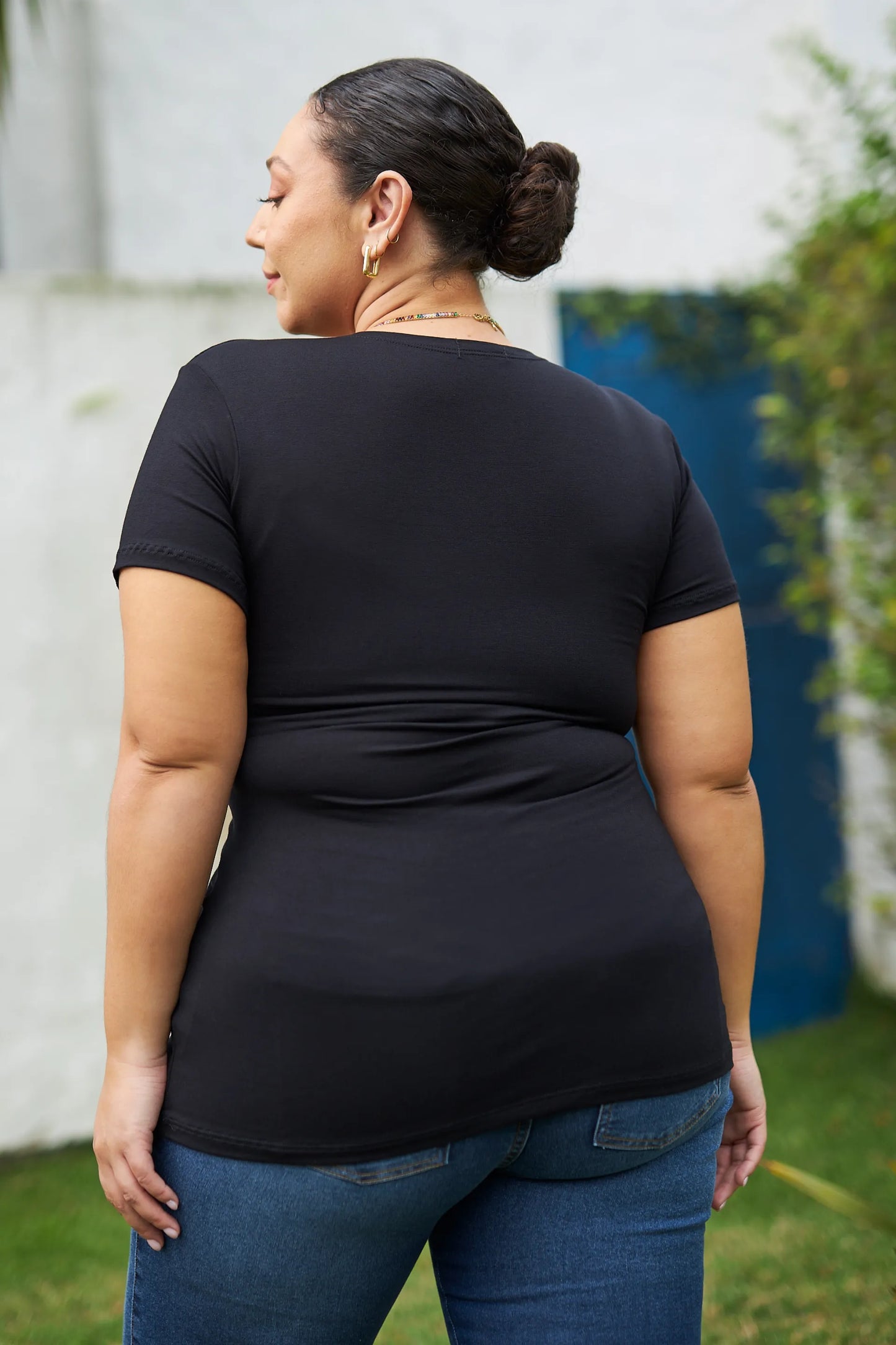 BLUSA GESTANTE E AMAMENTAÇÃO MANGA CURTA COM TRANSPASSE