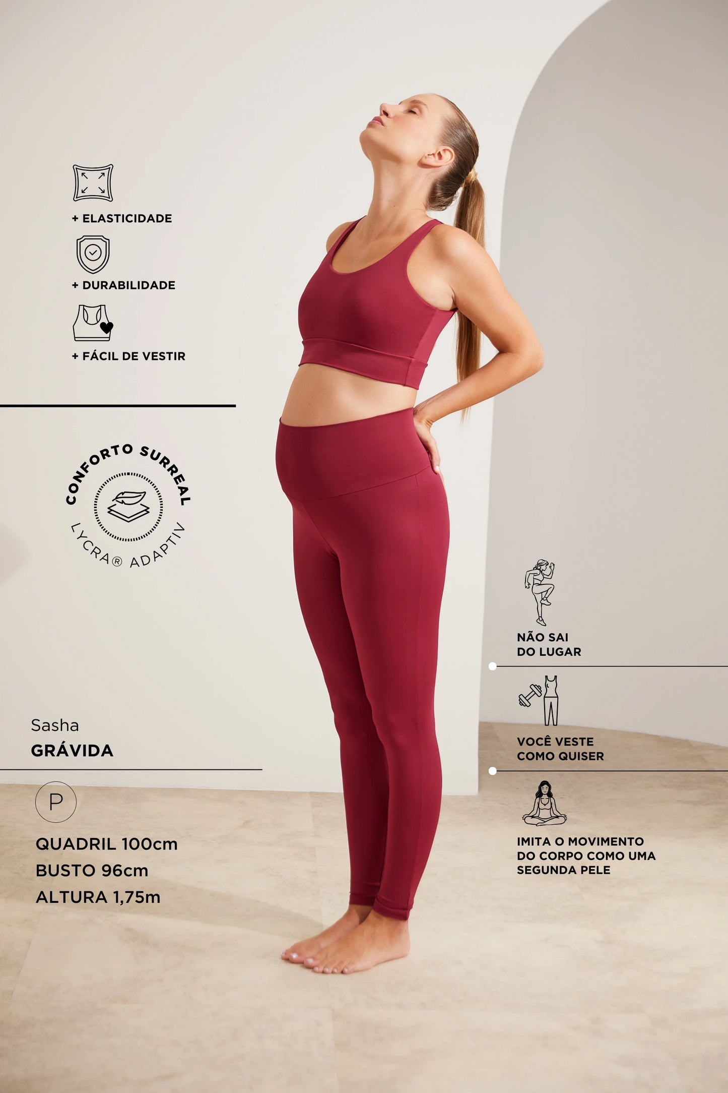 LEGGING FITNESS COM FIO LYCRA® ADAPTIV GESTANTE E PÓS-PARTO
