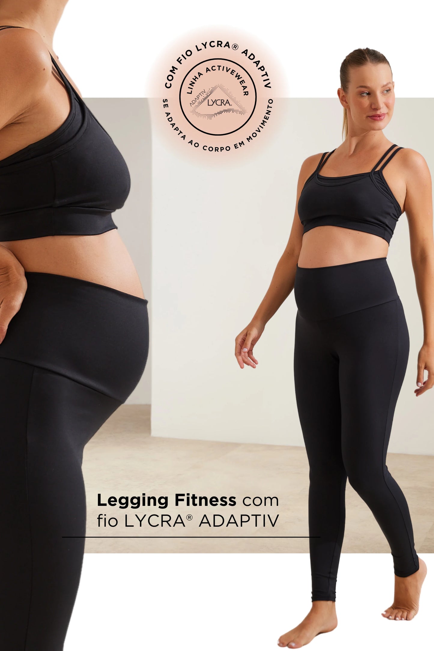 LEGGING FITNESS COM FIO LYCRA® ADAPTIV GESTANTE E PÓS-PARTO