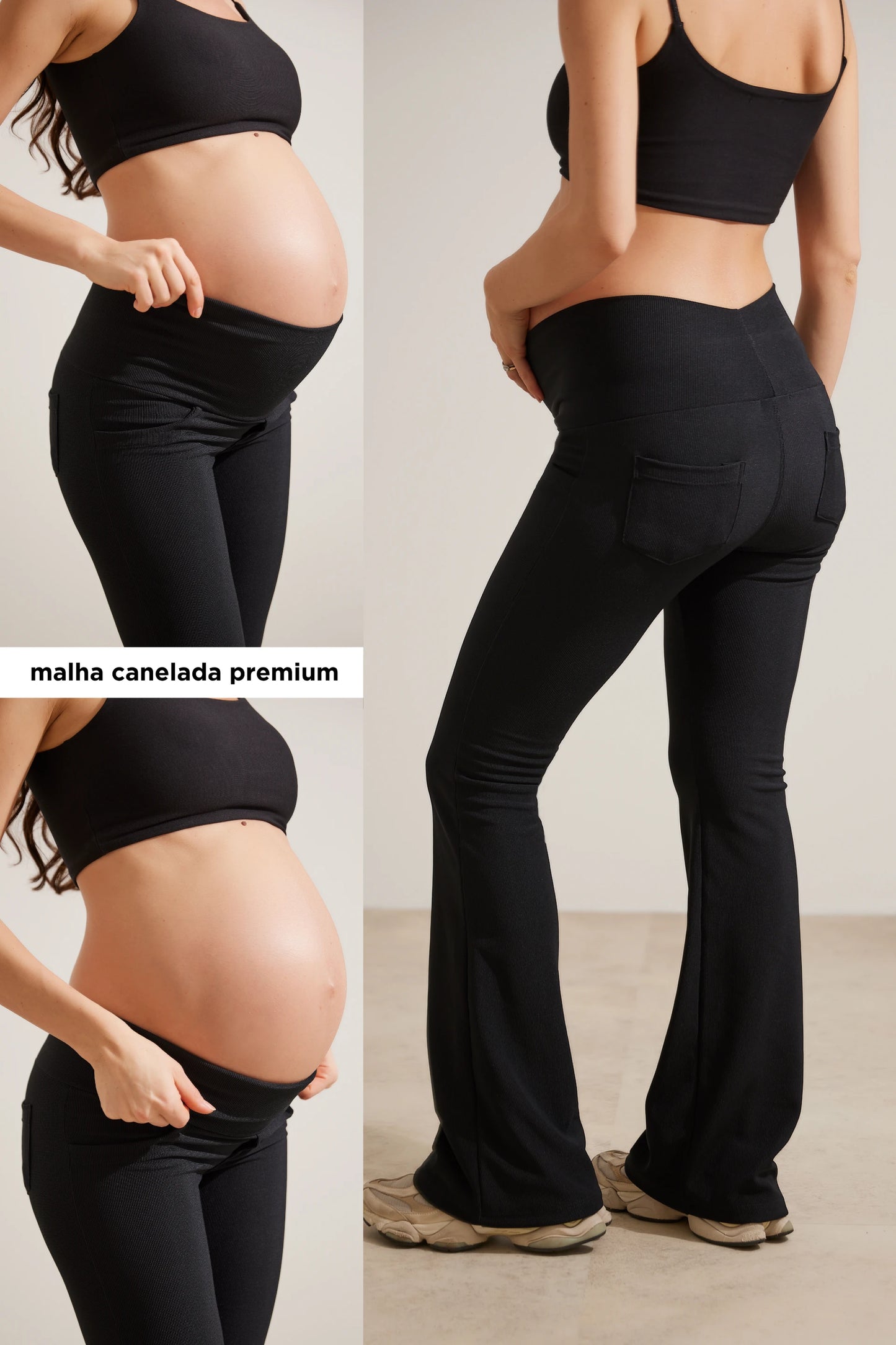 CALÇA GESTANTE BOOTCUT CANELADA