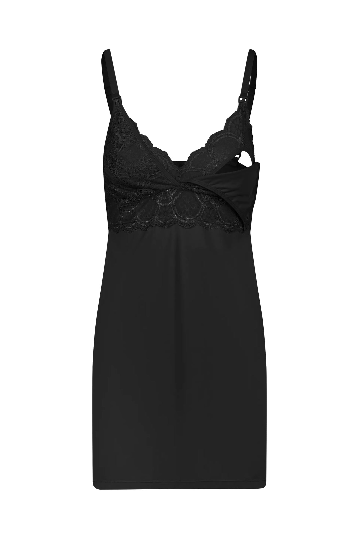 CAMISOLA MATERNIDADE FECHO CLICK POLIAMIDA COM RENDA
