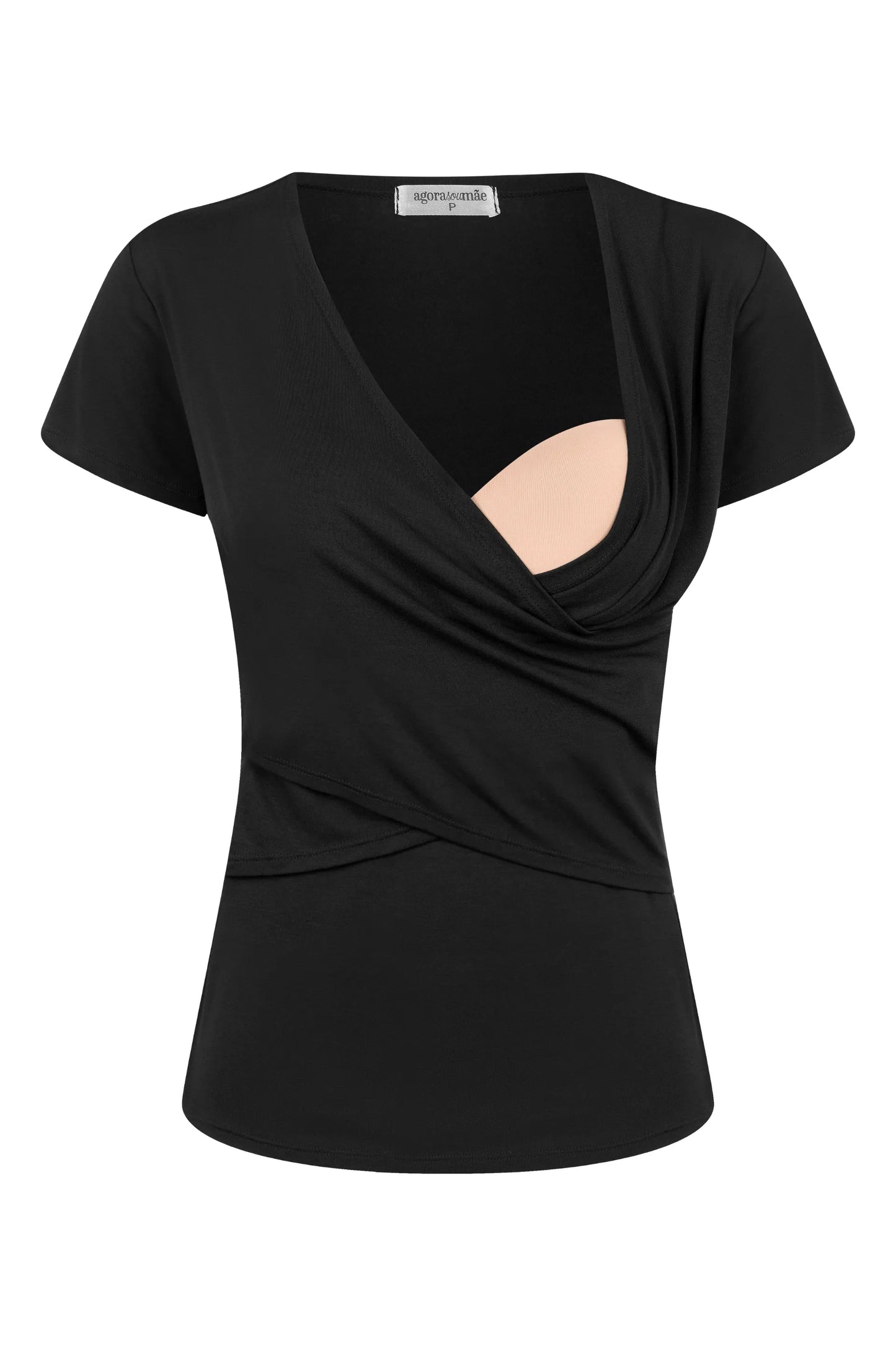 BLUSA GESTANTE E AMAMENTAÇÃO MANGA CURTA COM TRANSPASSE