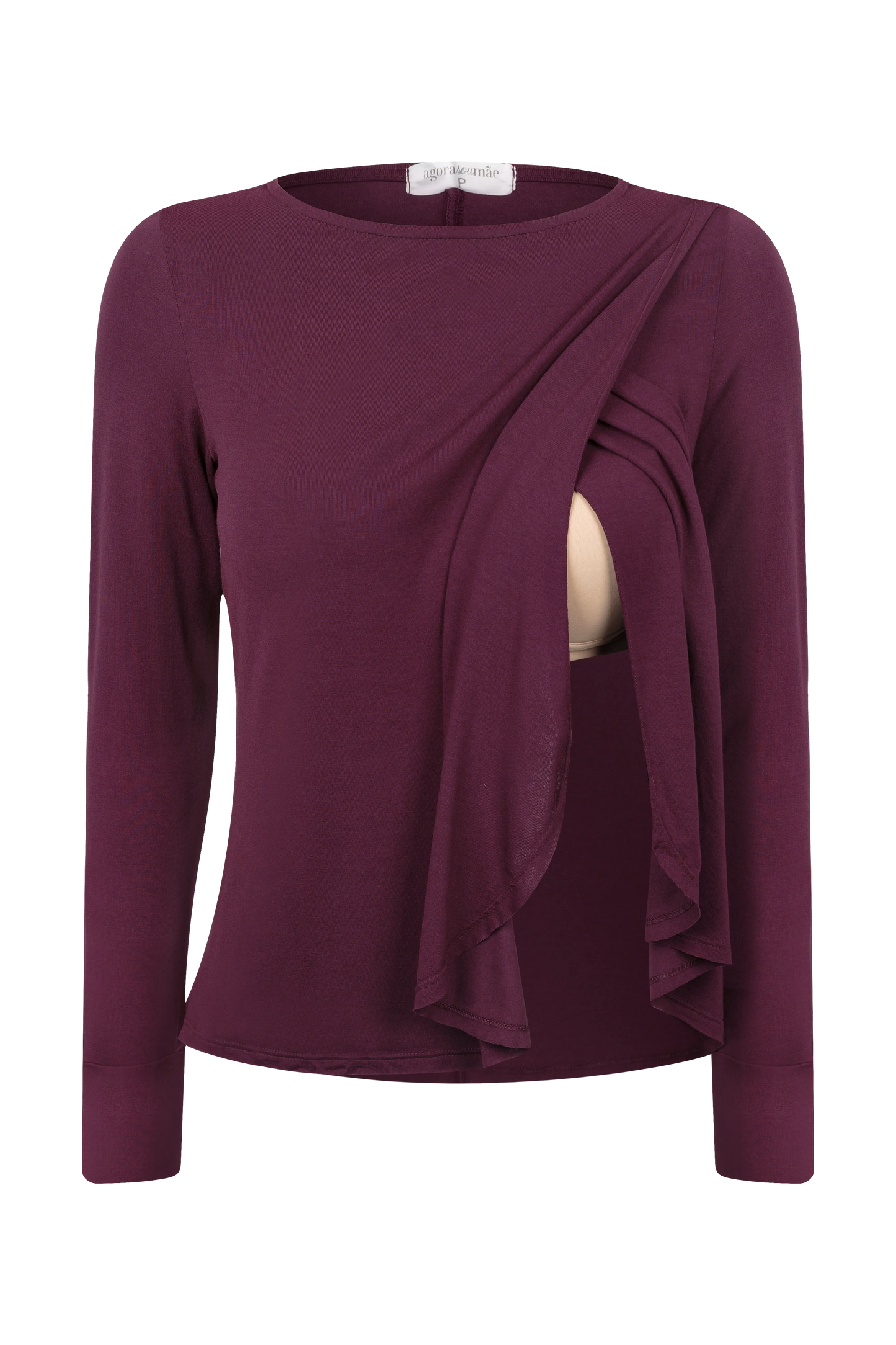 BLUSA GESTANTE E AMAMENTAÇÃO COM TRANSPASSE MANGA LONGA