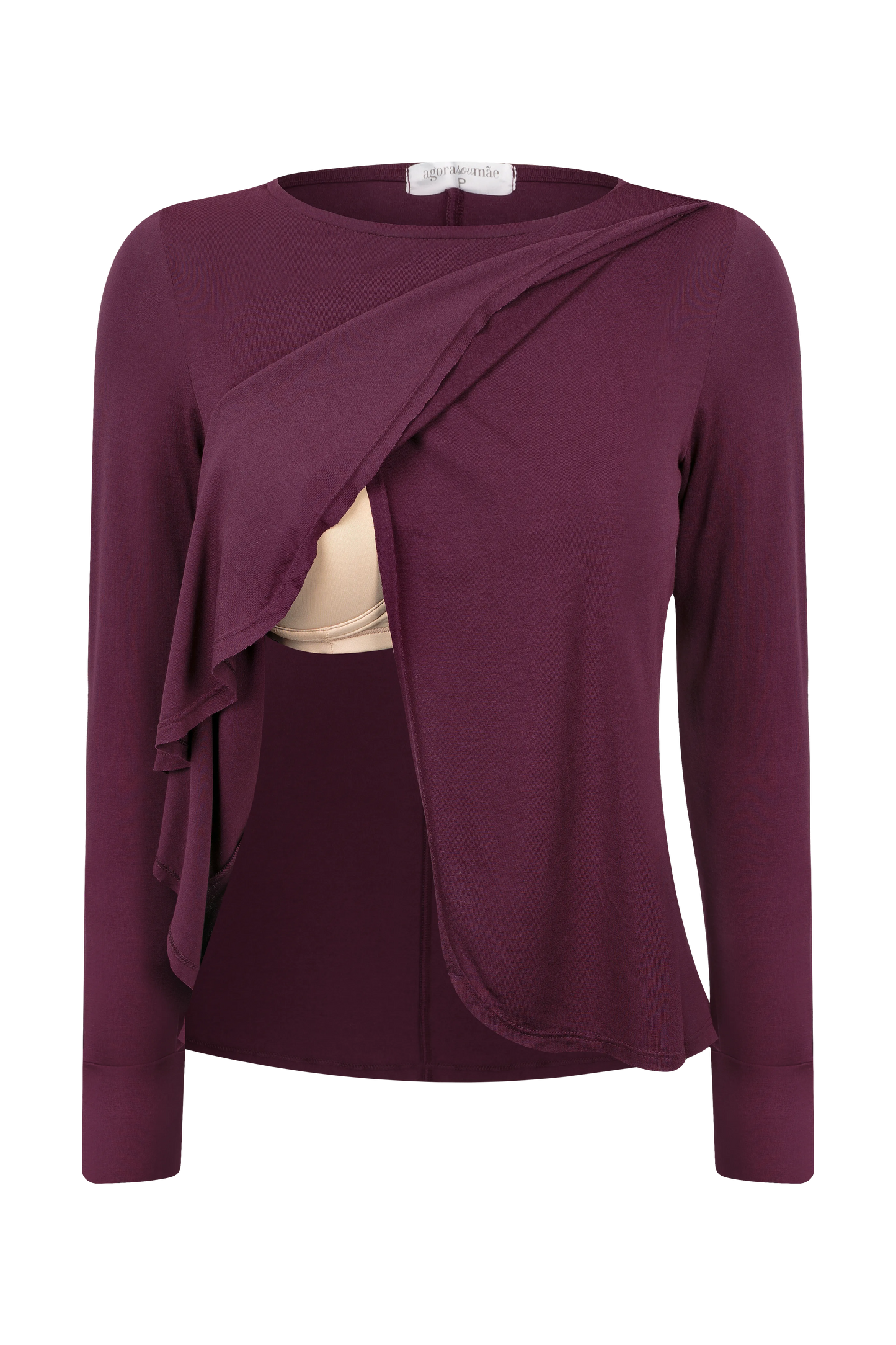 BLUSA GESTANTE E AMAMENTAÇÃO COM TRANSPASSE MANGA LONGA
