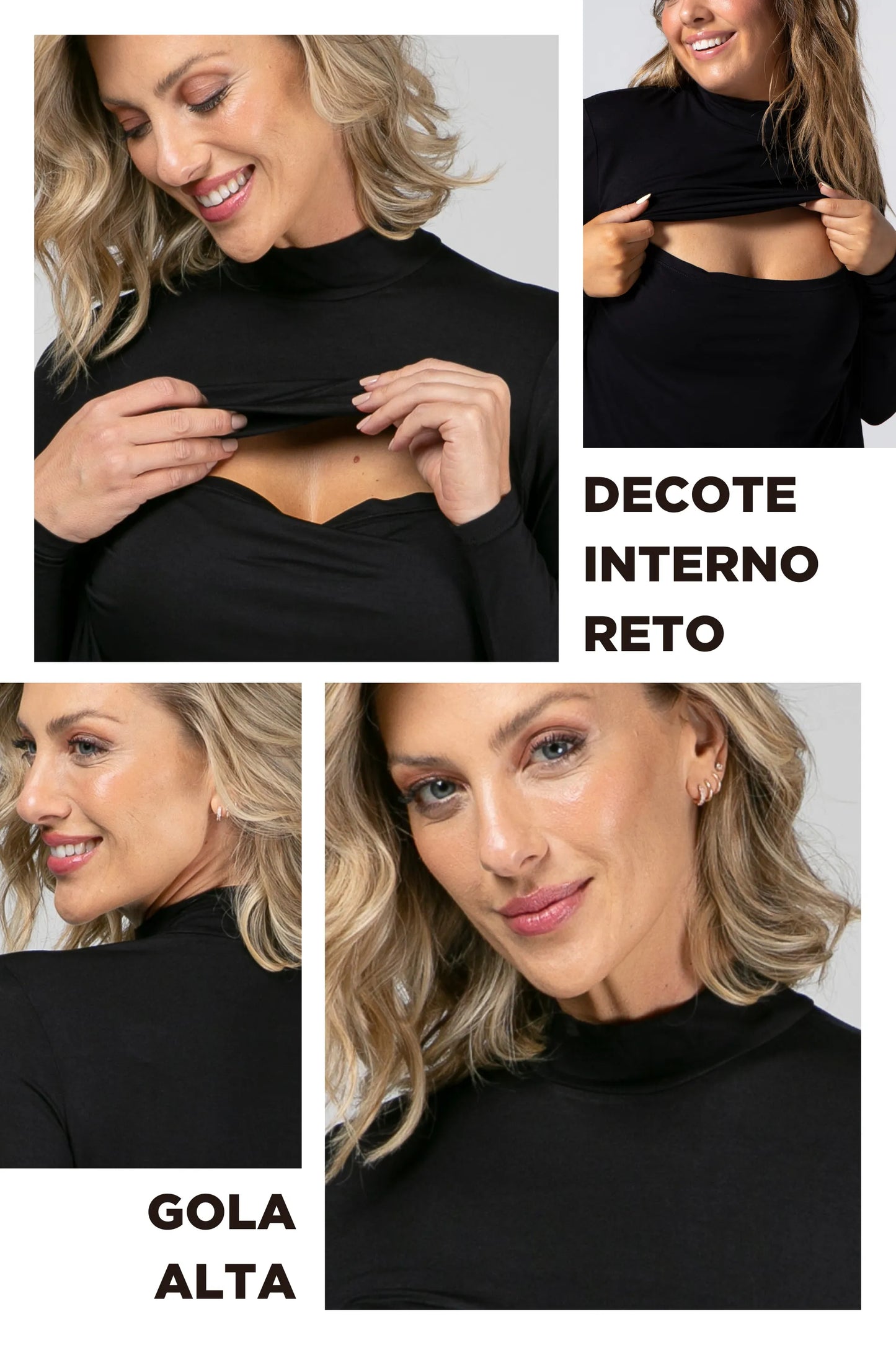 BLUSA GESTANTE E AMAMENTAÇÃO GOLINHA MANGA LONGA