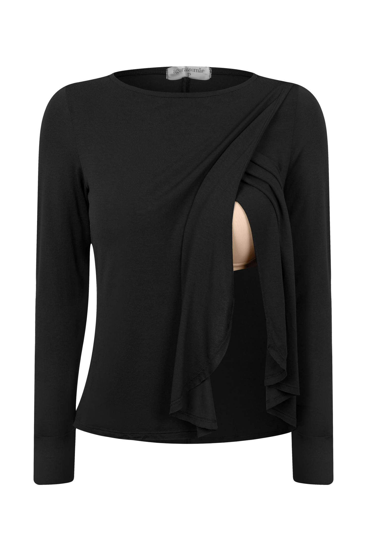 BLUSA GESTANTE E AMAMENTAÇÃO COM TRANSPASSE MANGA LONGA
