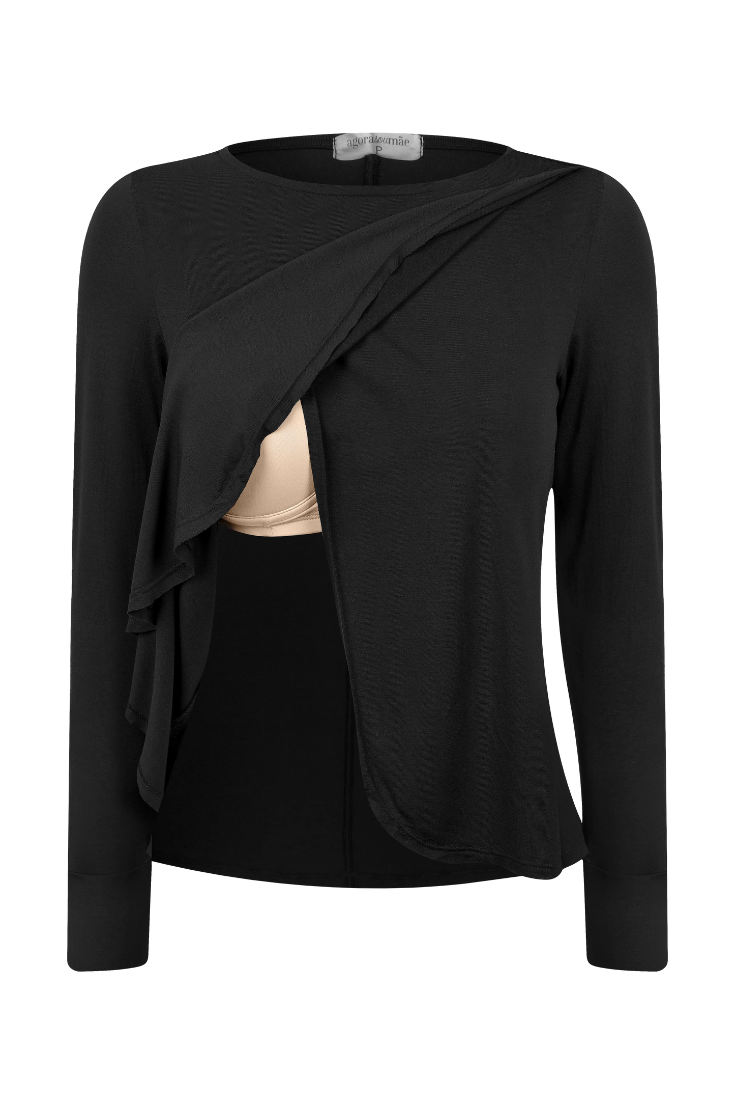 BLUSA GESTANTE E AMAMENTAÇÃO COM TRANSPASSE MANGA LONGA
