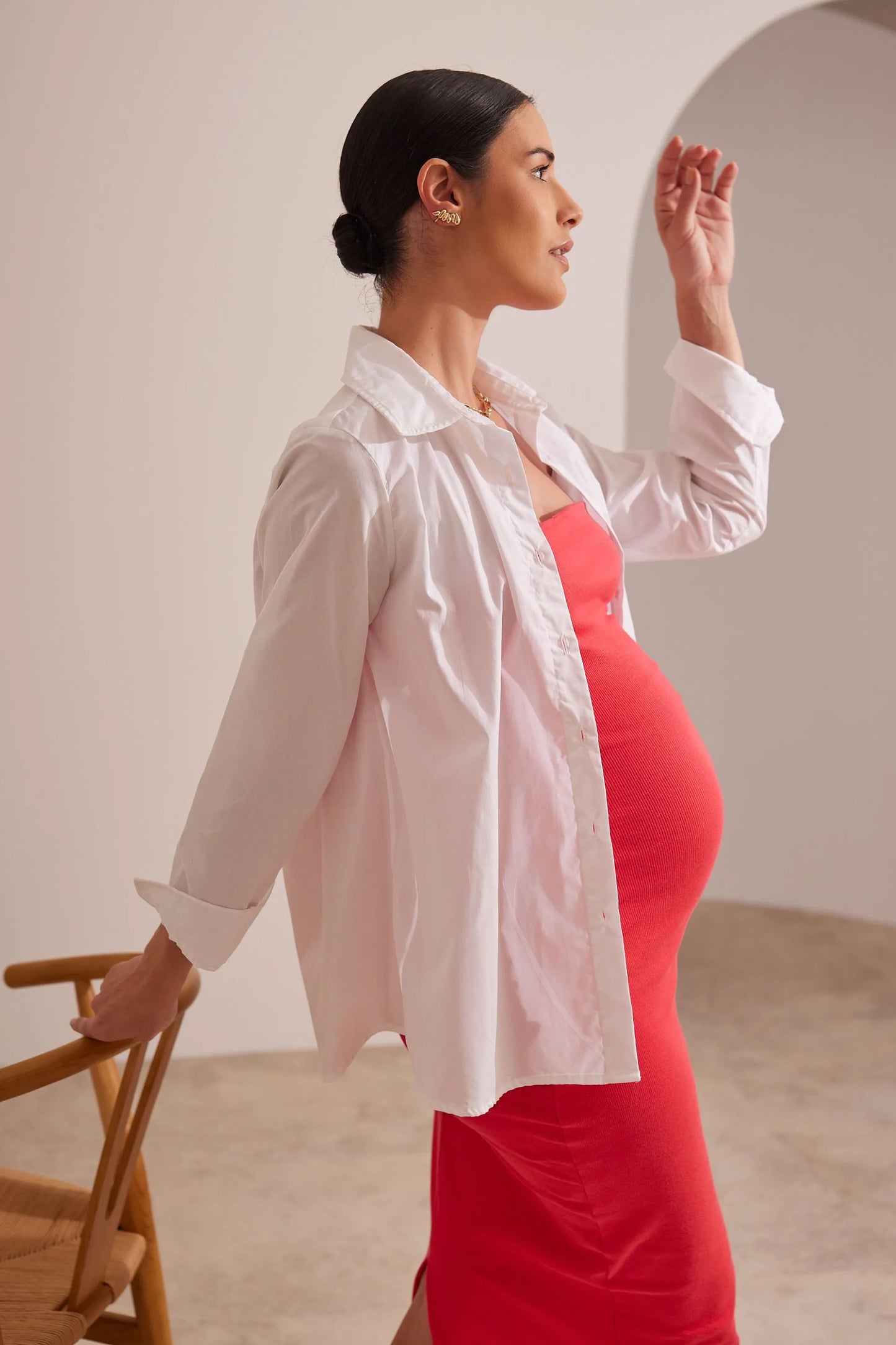 CAMISA GESTANTE E AMAMENTAÇÃO TRICOLINE DE ALGODÃO