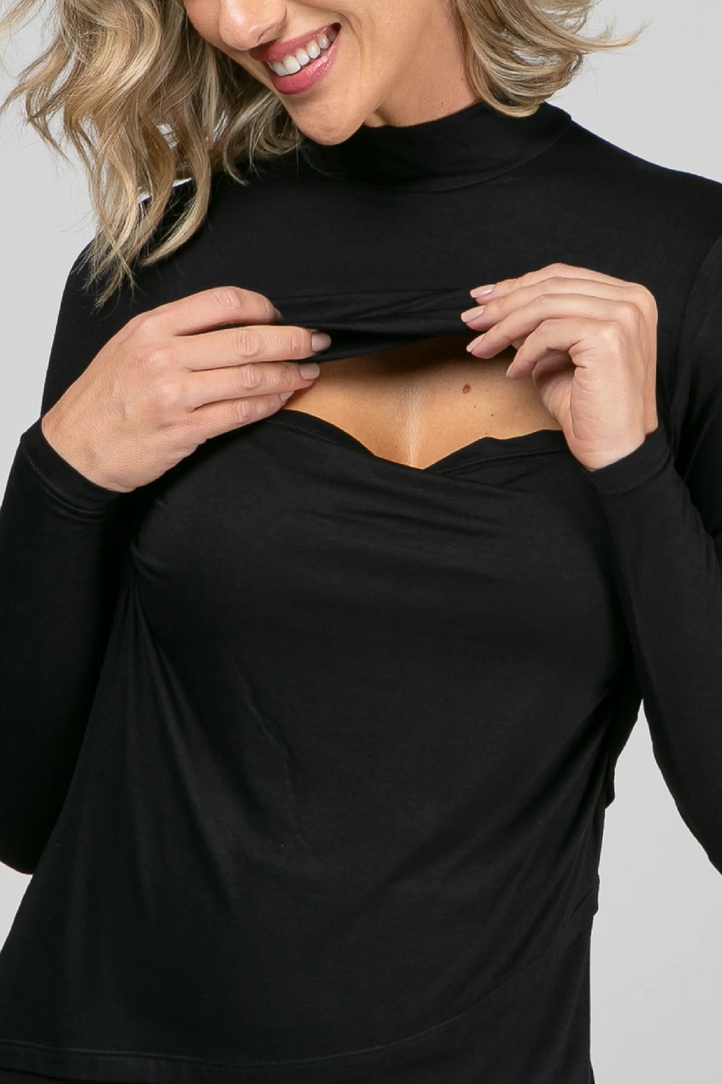 BLUSA GESTANTE E AMAMENTAÇÃO GOLINHA MANGA LONGA
