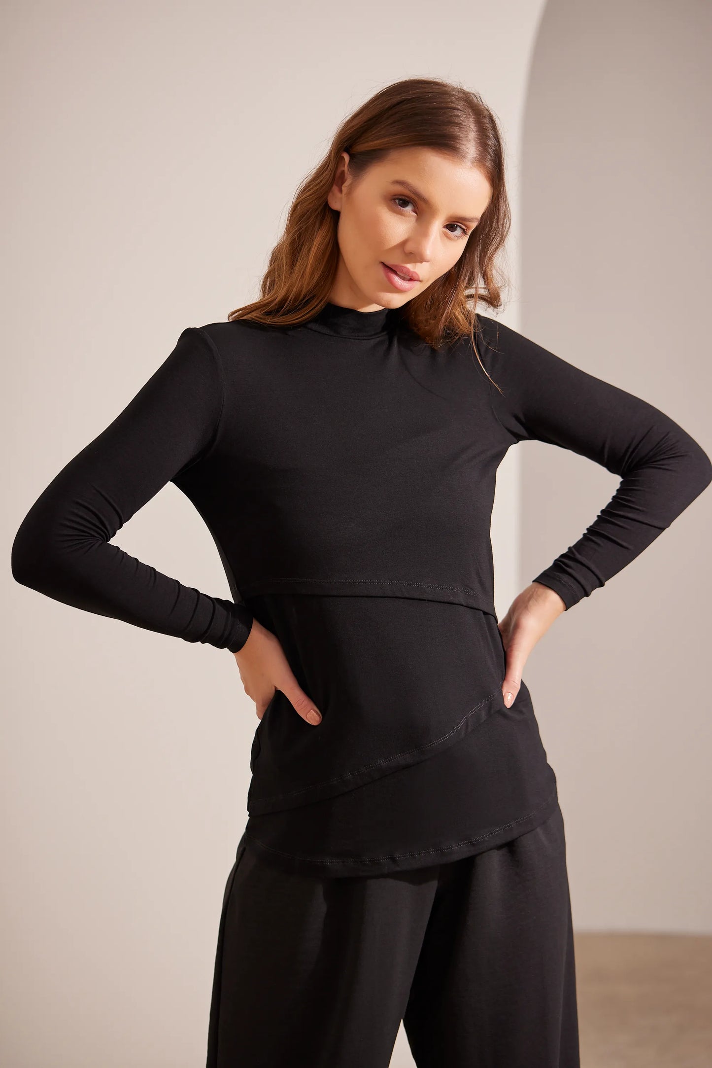 BLUSA GESTANTE E AMAMENTAÇÃO GOLINHA MANGA LONGA