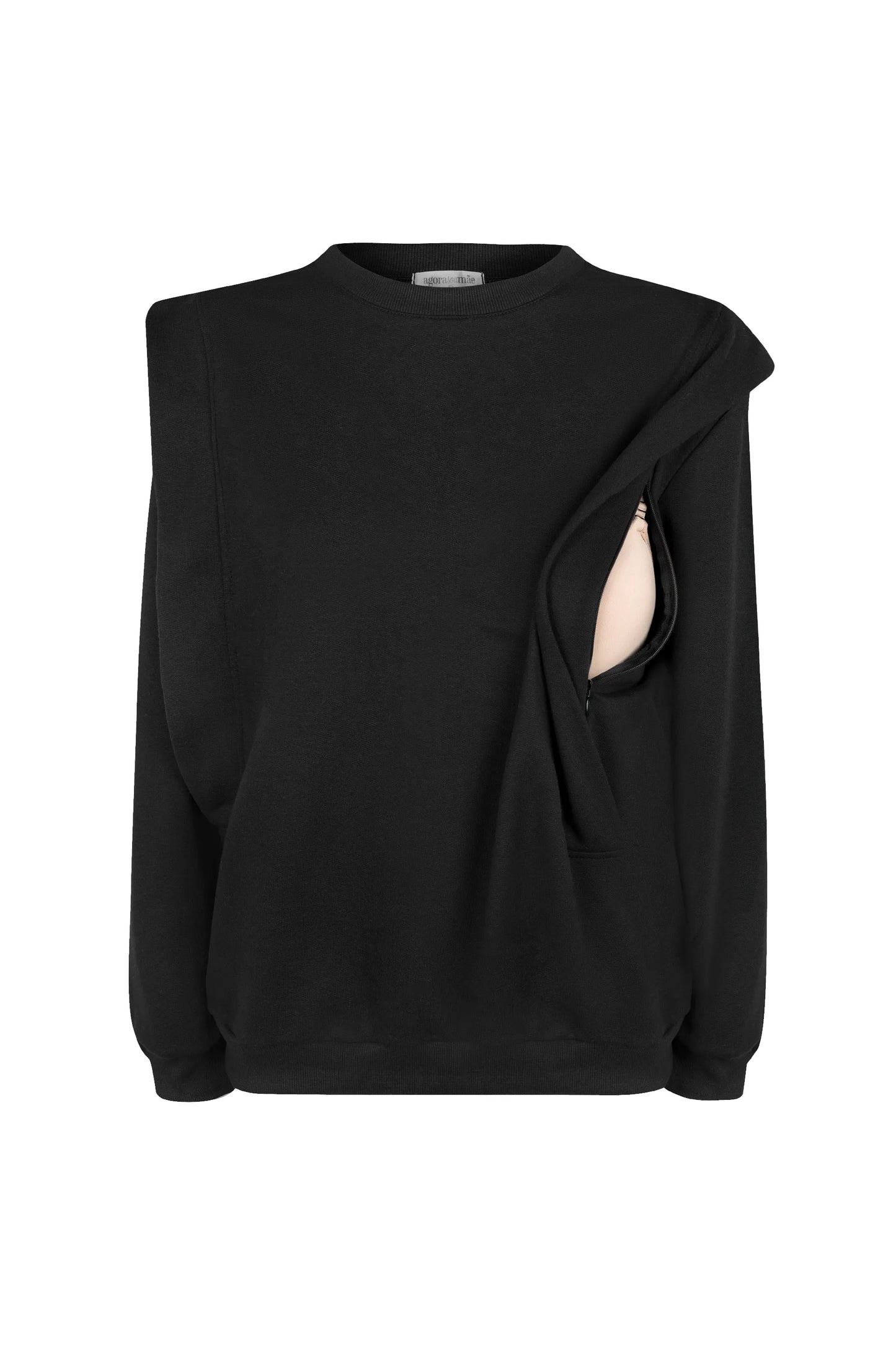 BLUSA DE MOLETOM PARA AMAMENTAR COM ZÍPER E RIBANA