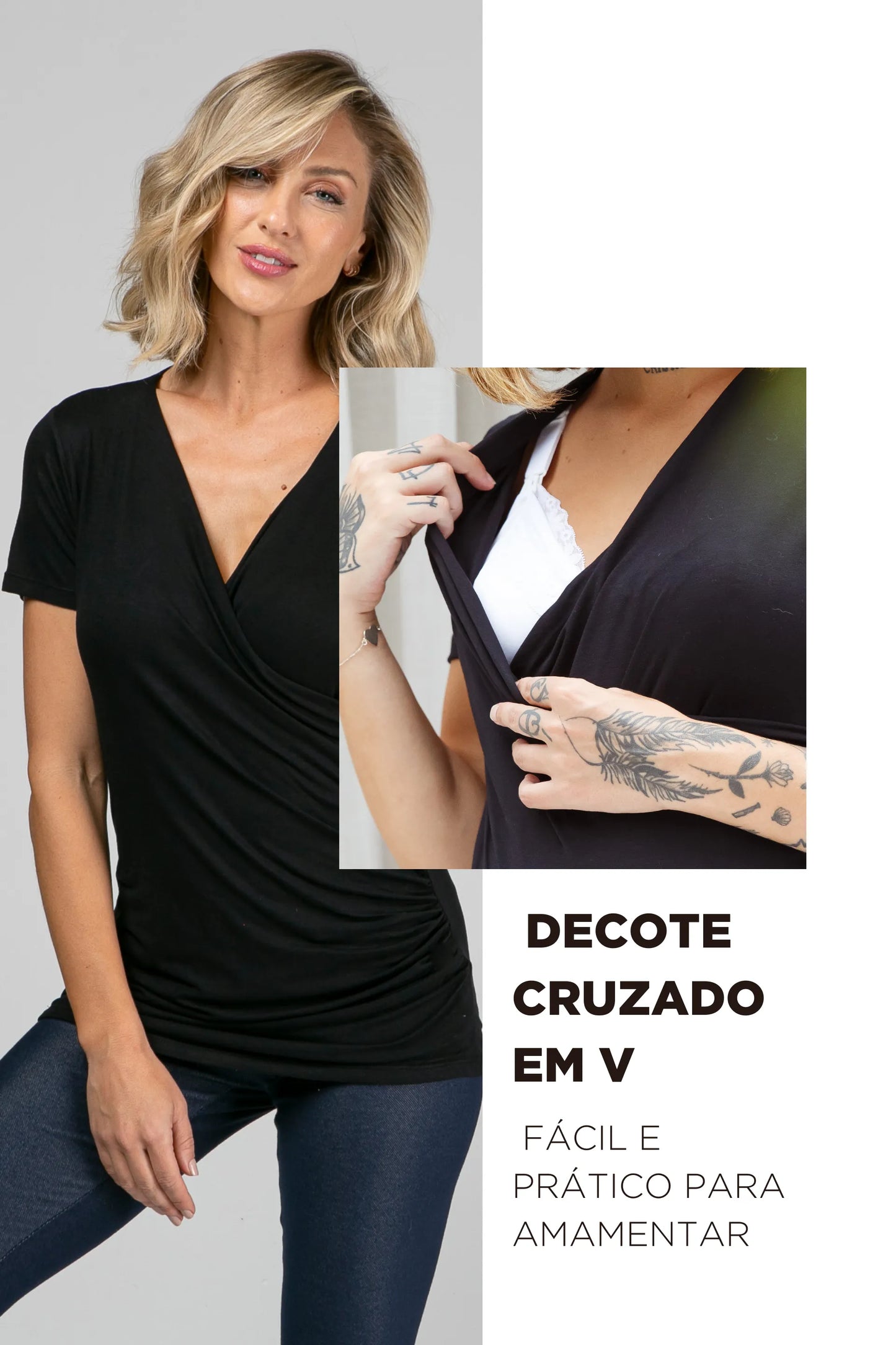 BLUSA DECOTE CRUZADO COM DRAPEADOS