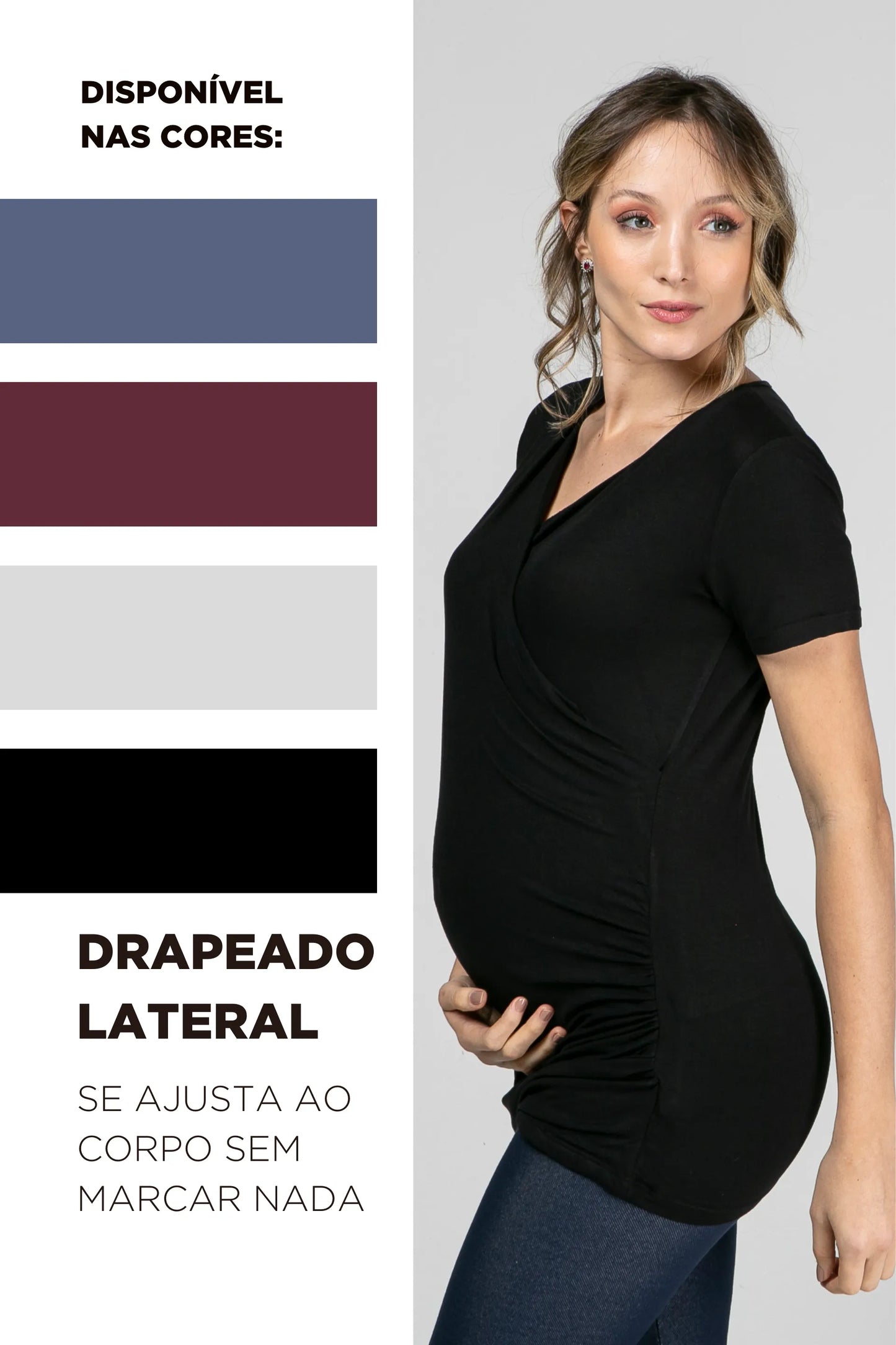 BLUSA DECOTE CRUZADO COM DRAPEADOS