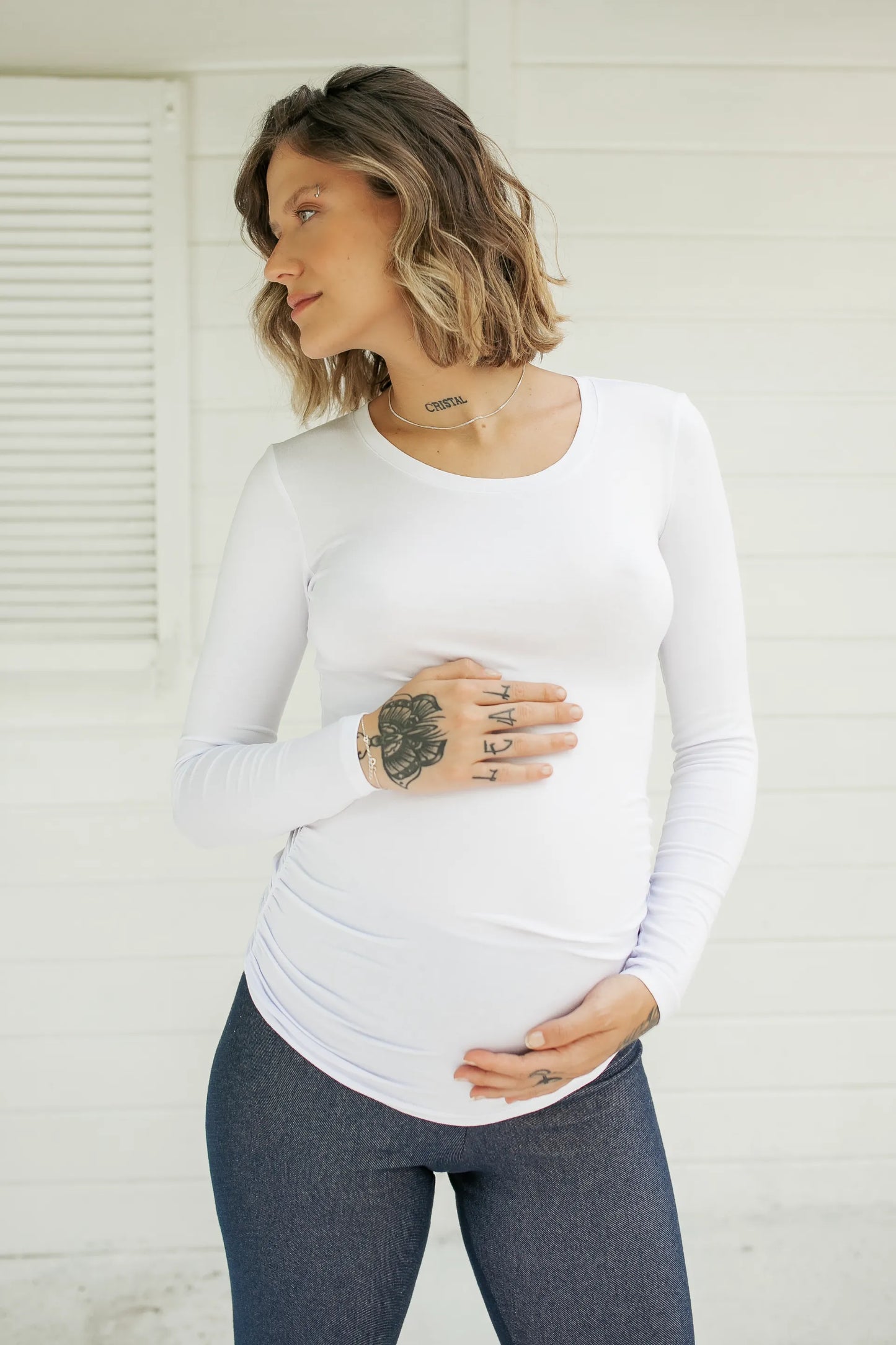 BLUSA GESTANTE ESTICA E VAI MANGA LONGA