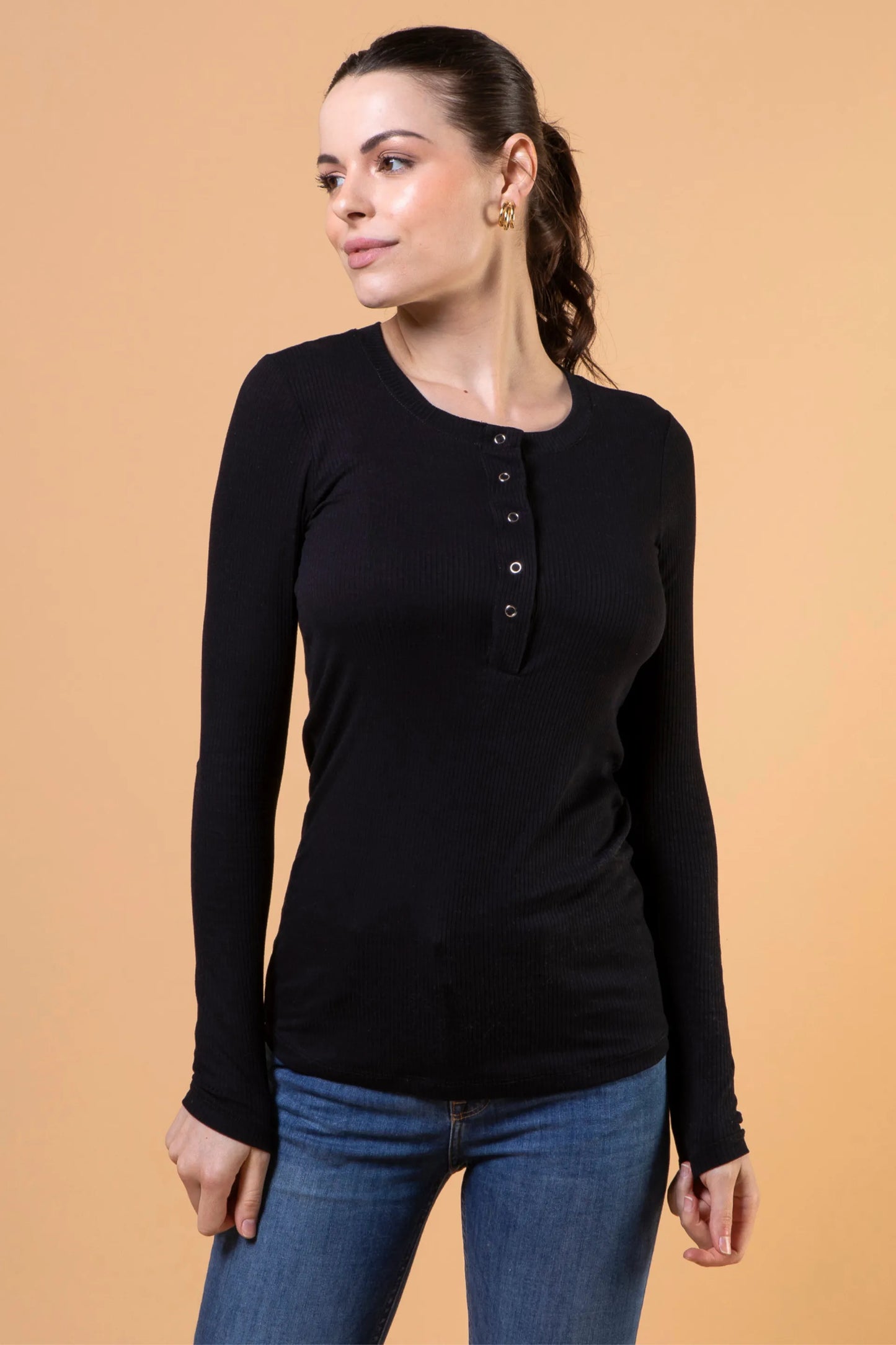 BLUSA CANELADA COM BOTÕES GESTANTE E AMAMENTAÇÃO