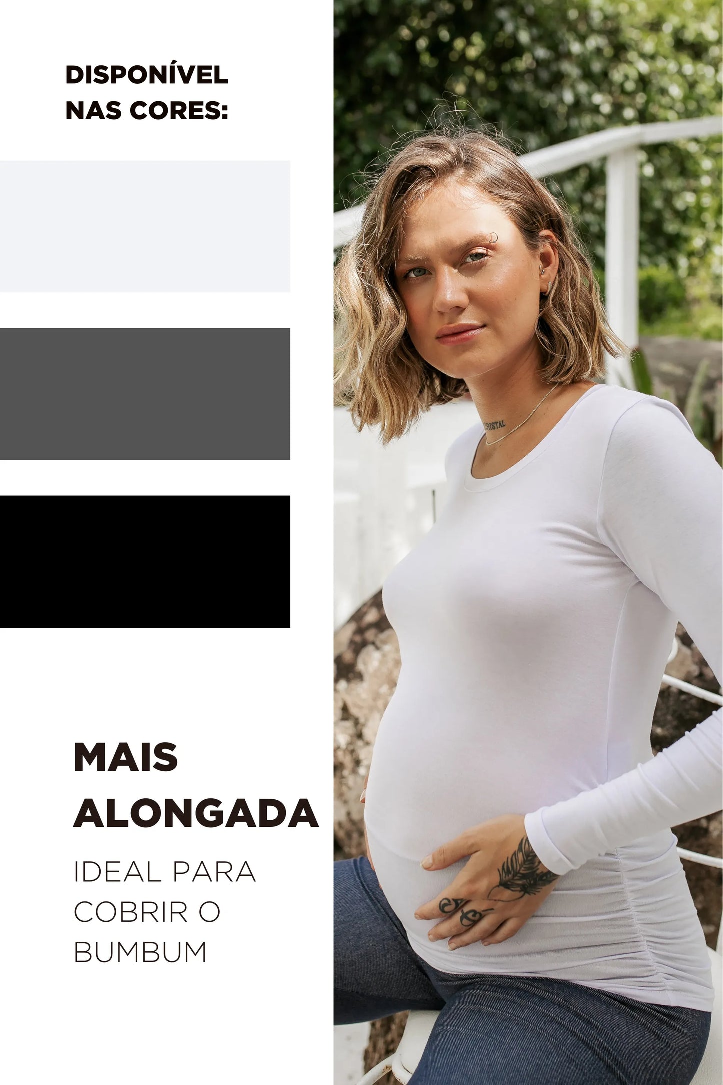 BLUSA GESTANTE ESTICA E VAI MANGA LONGA