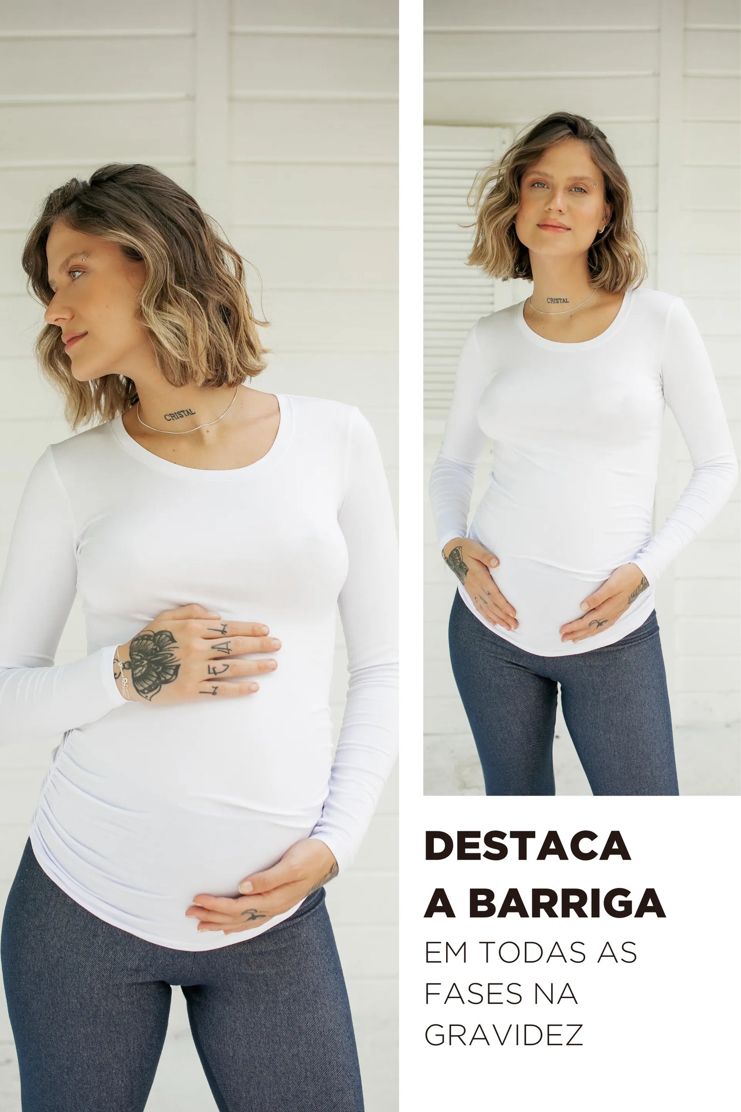 BLUSA GESTANTE ESTICA E VAI MANGA LONGA