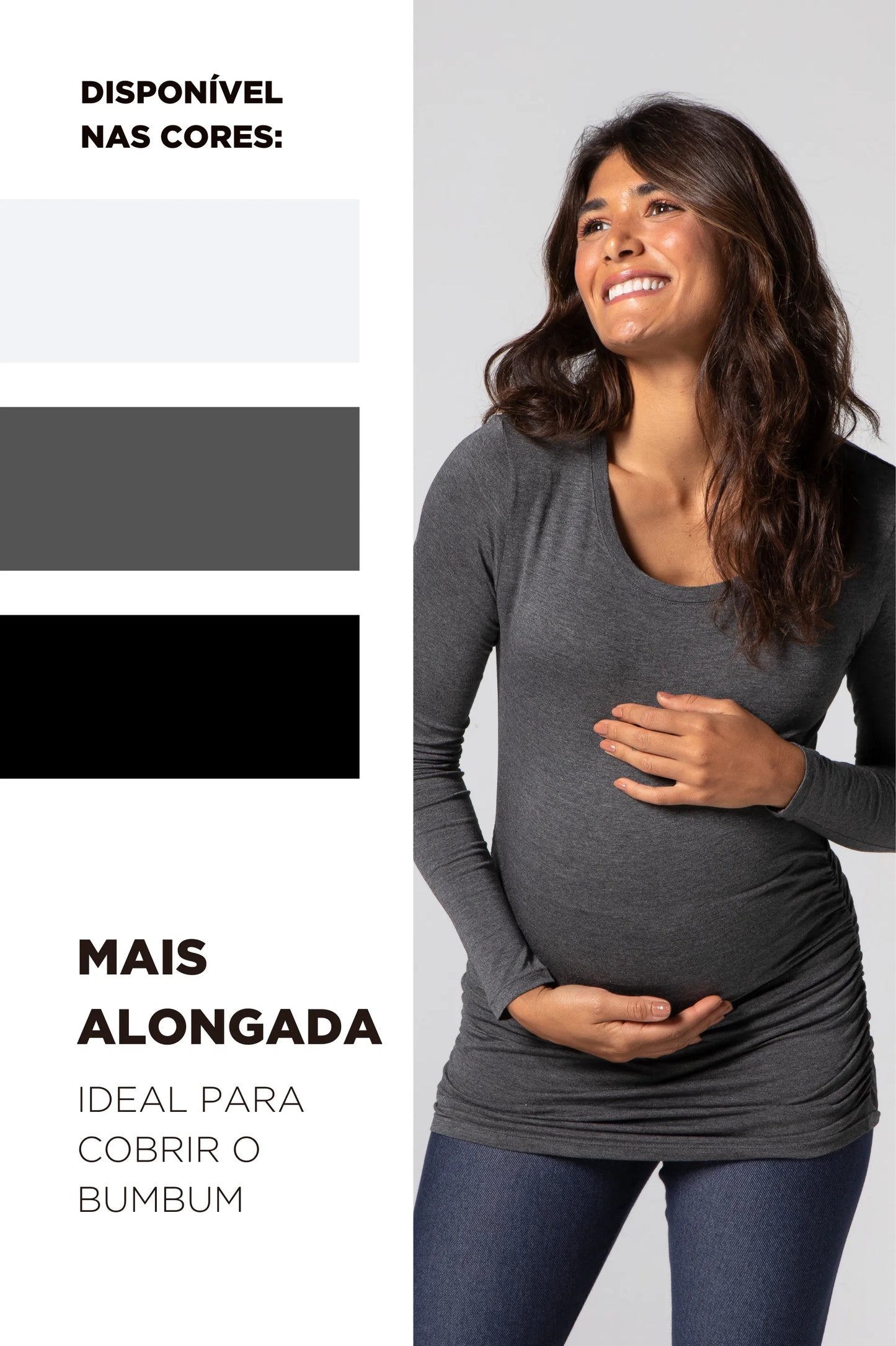 BLUSA GESTANTE ESTICA E VAI MANGA LONGA