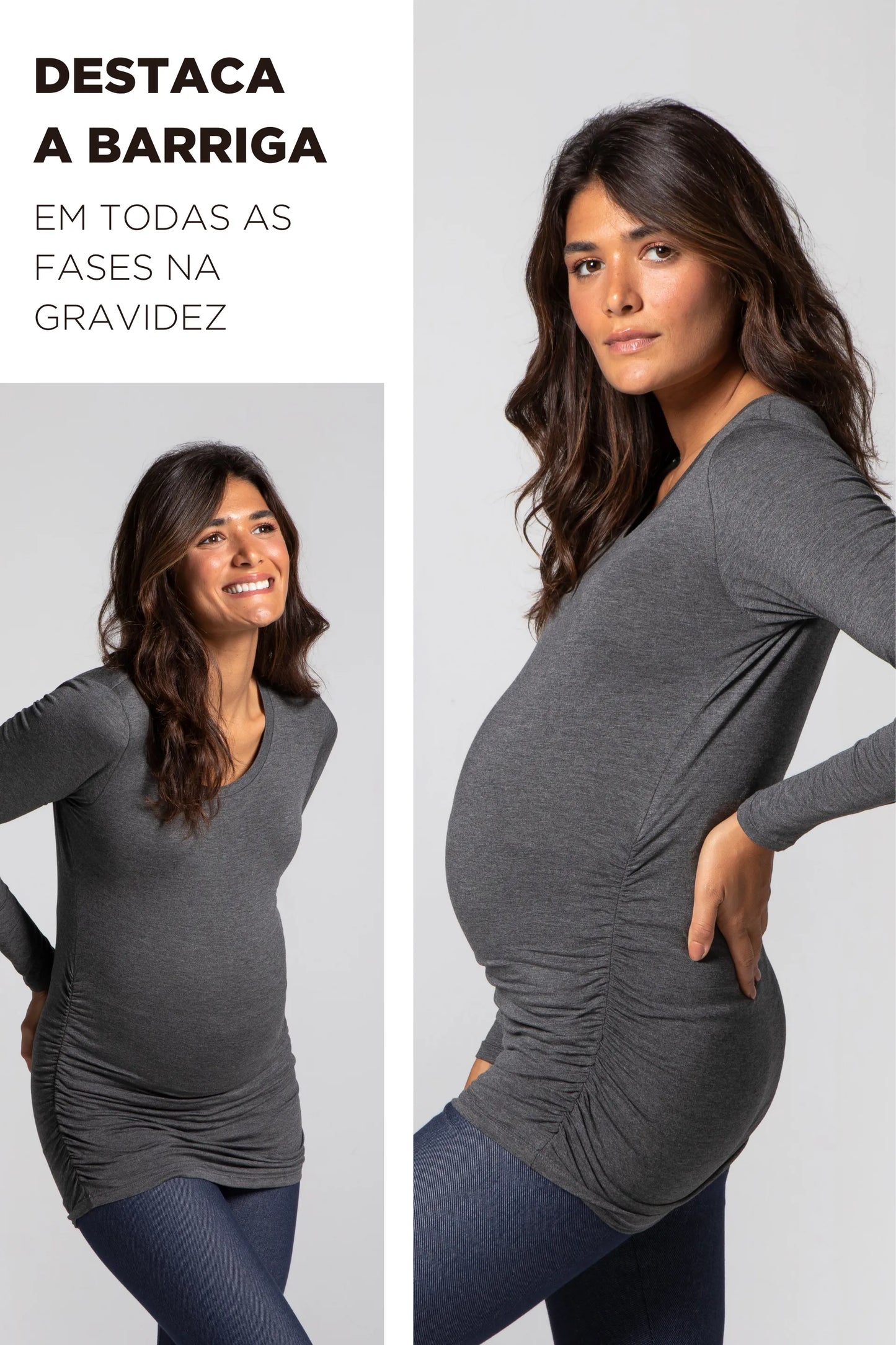BLUSA GESTANTE ESTICA E VAI MANGA LONGA
