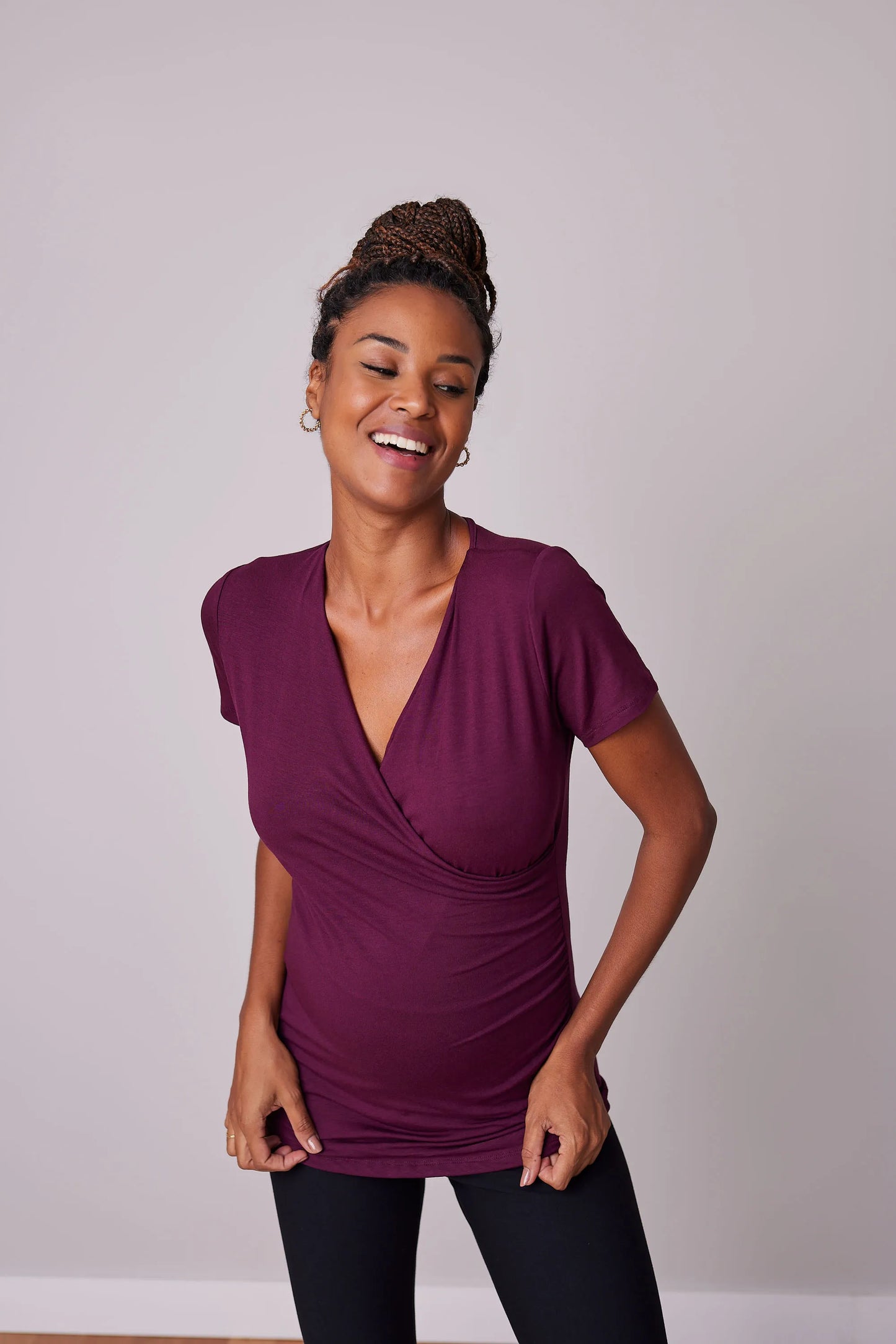 BLUSA DECOTE CRUZADO COM DRAPEADOS