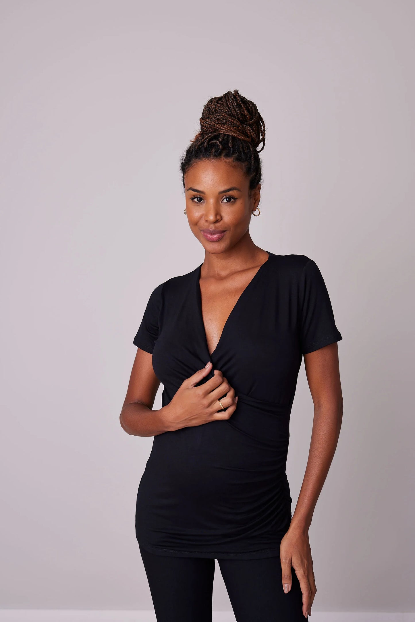 BLUSA DECOTE CRUZADO COM DRAPEADOS