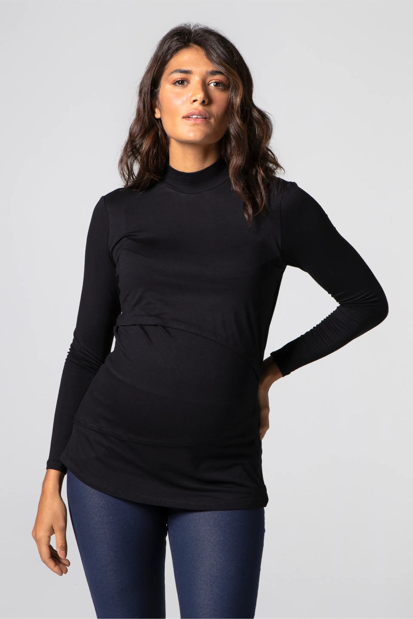 BLUSA GESTANTE E AMAMENTAÇÃO GOLINHA MANGA LONGA
