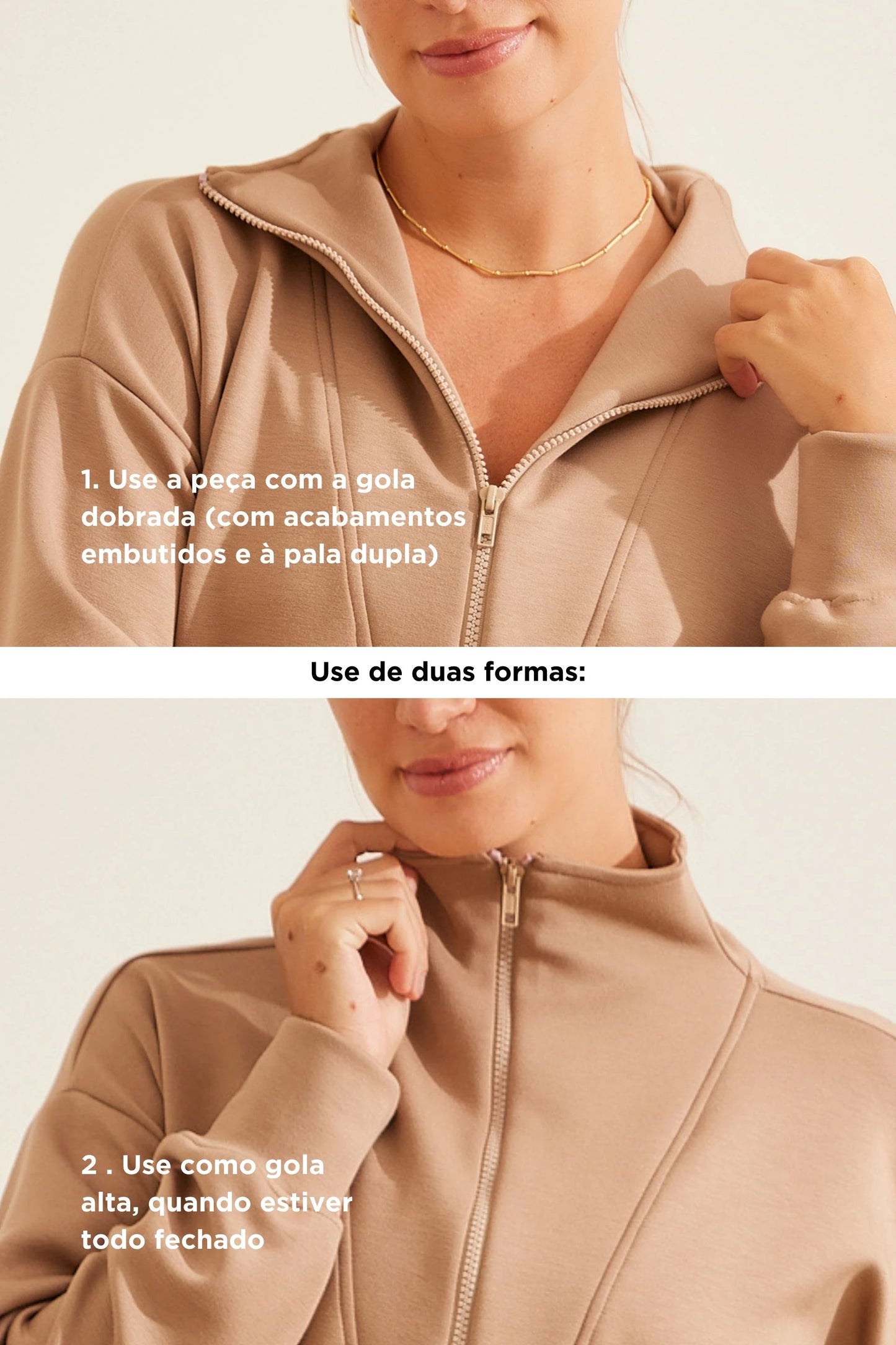 BLUSA MODAL TOUCH ZÍPER AMAMENTAÇÃO