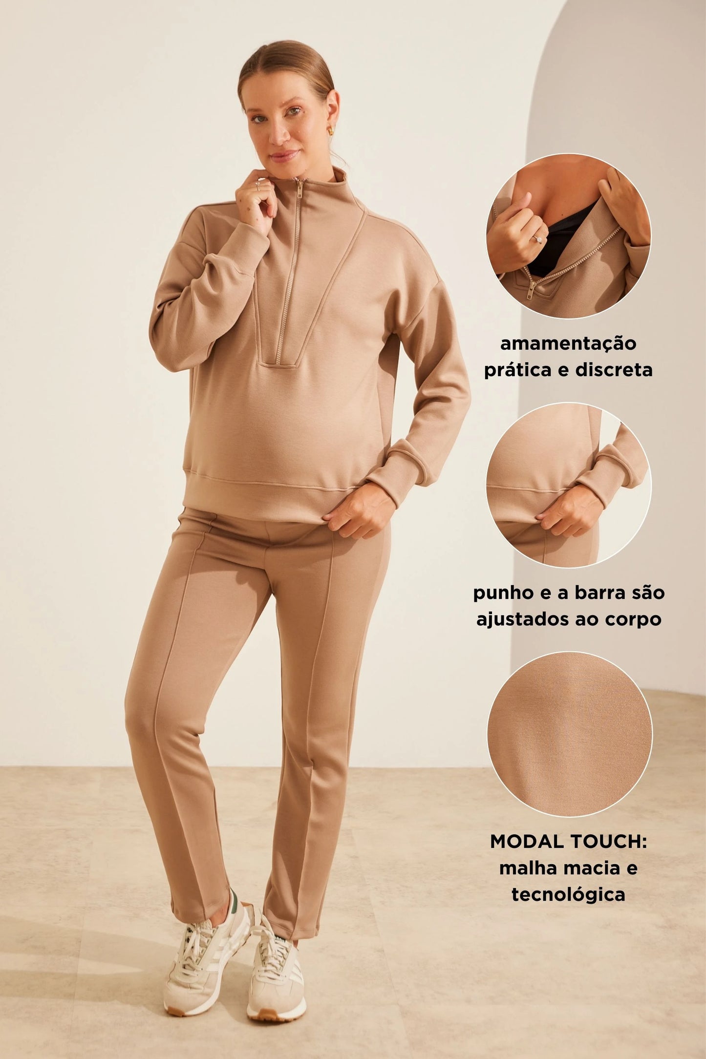 BLUSA MODAL TOUCH ZÍPER AMAMENTAÇÃO