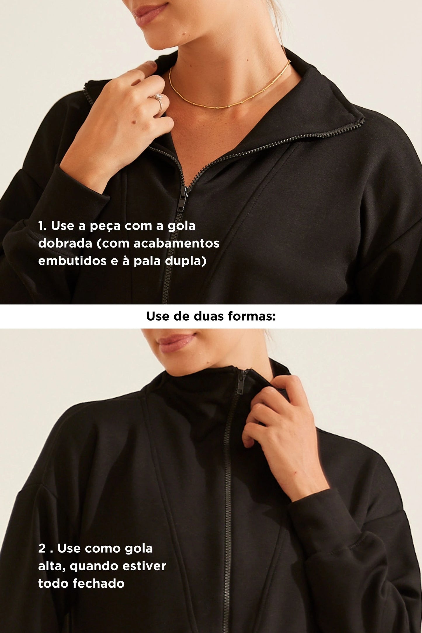 BLUSA MODAL TOUCH ZÍPER AMAMENTAÇÃO