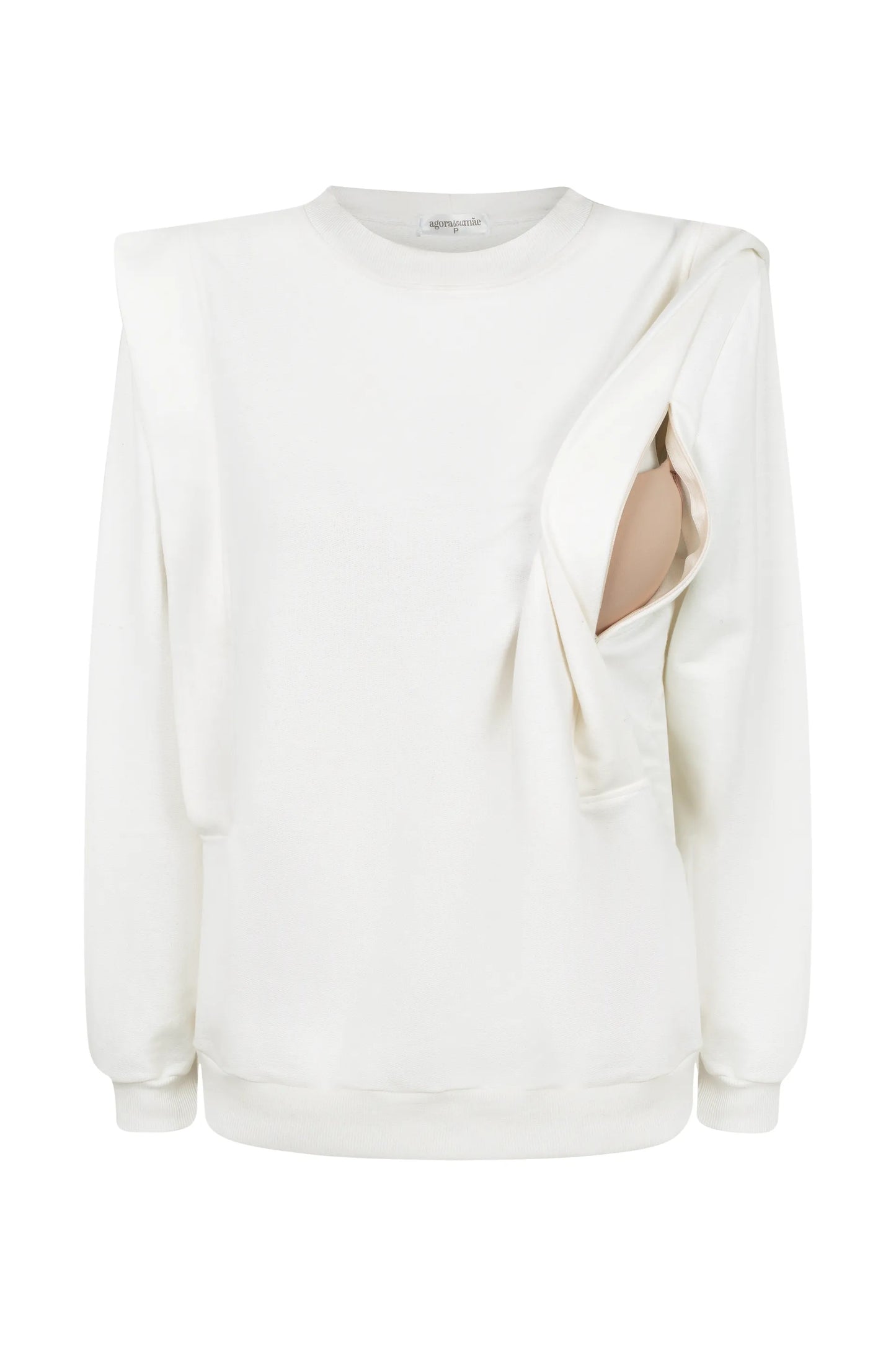 BLUSA DE MOLETOM PARA AMAMENTAR COM ZÍPER E RIBANA