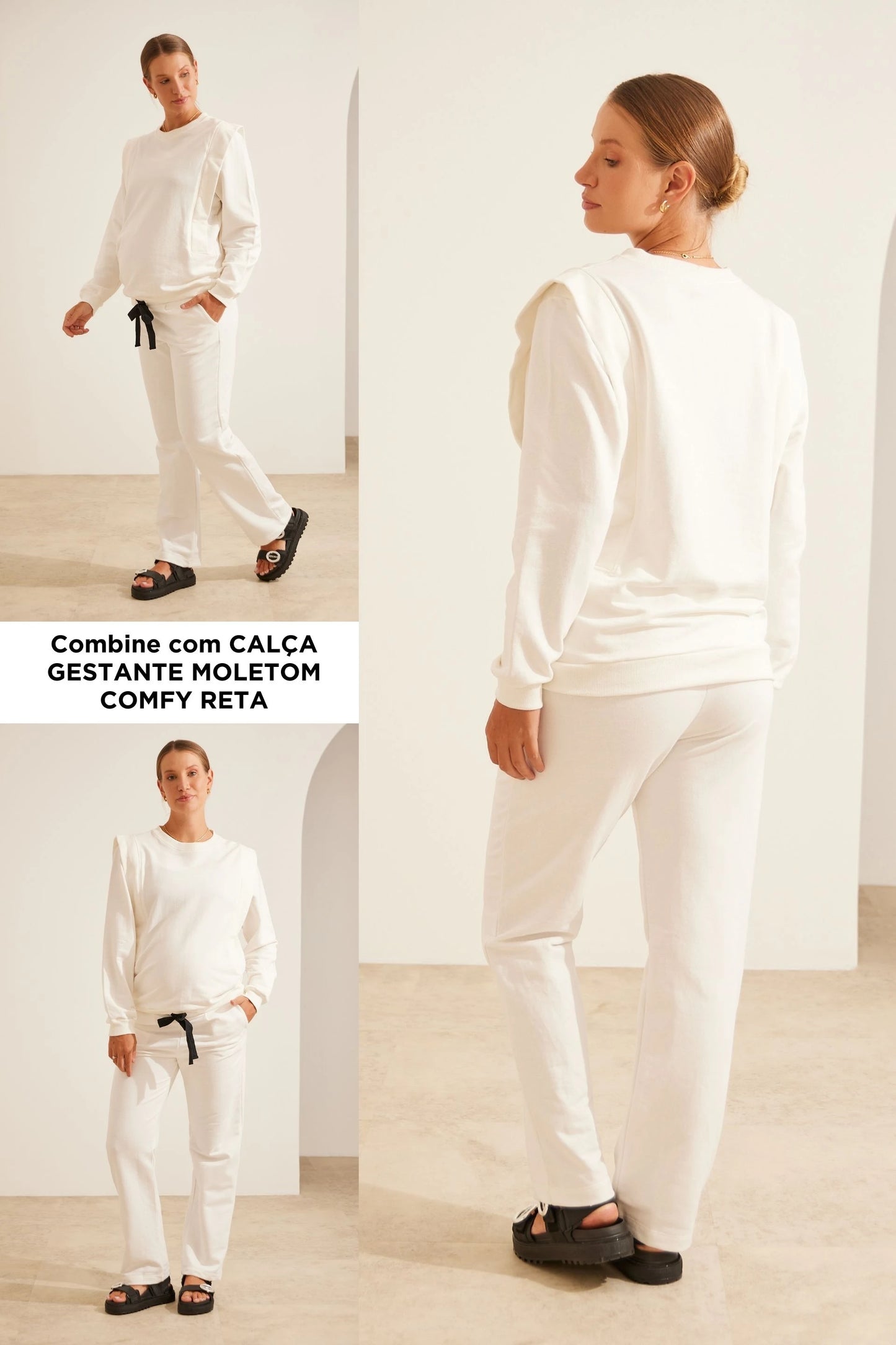 BLUSA DE MOLETOM PARA AMAMENTAR COM ZÍPER E RIBANA
