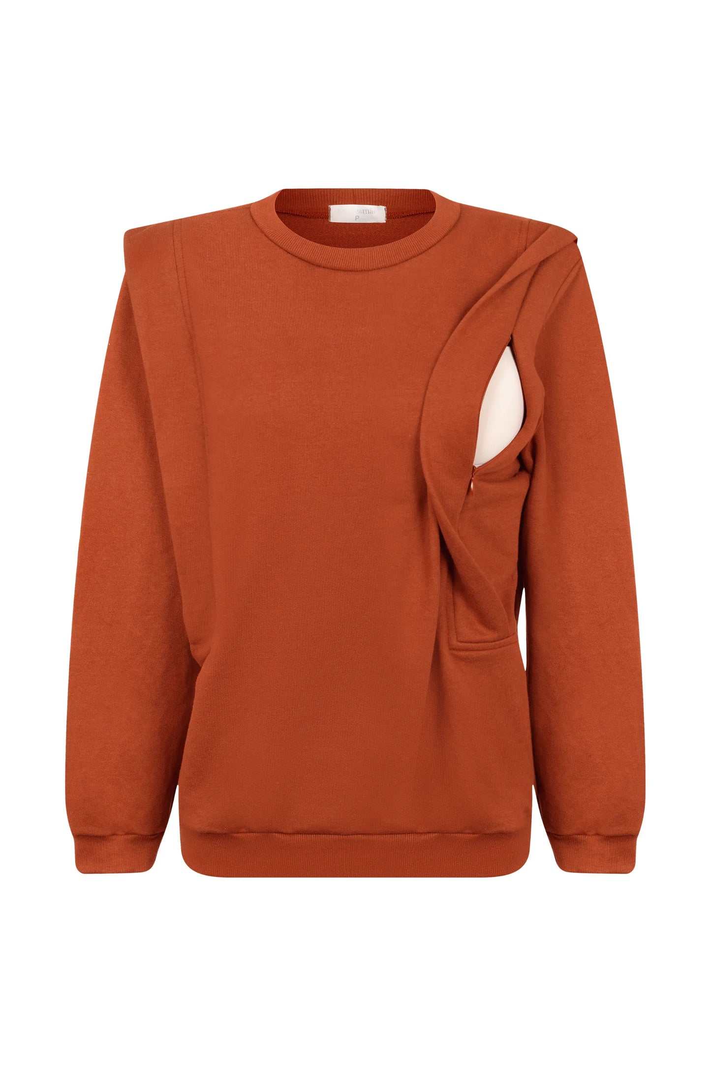 BLUSA DE MOLETOM PARA AMAMENTAR COM ZÍPER E RIBANA