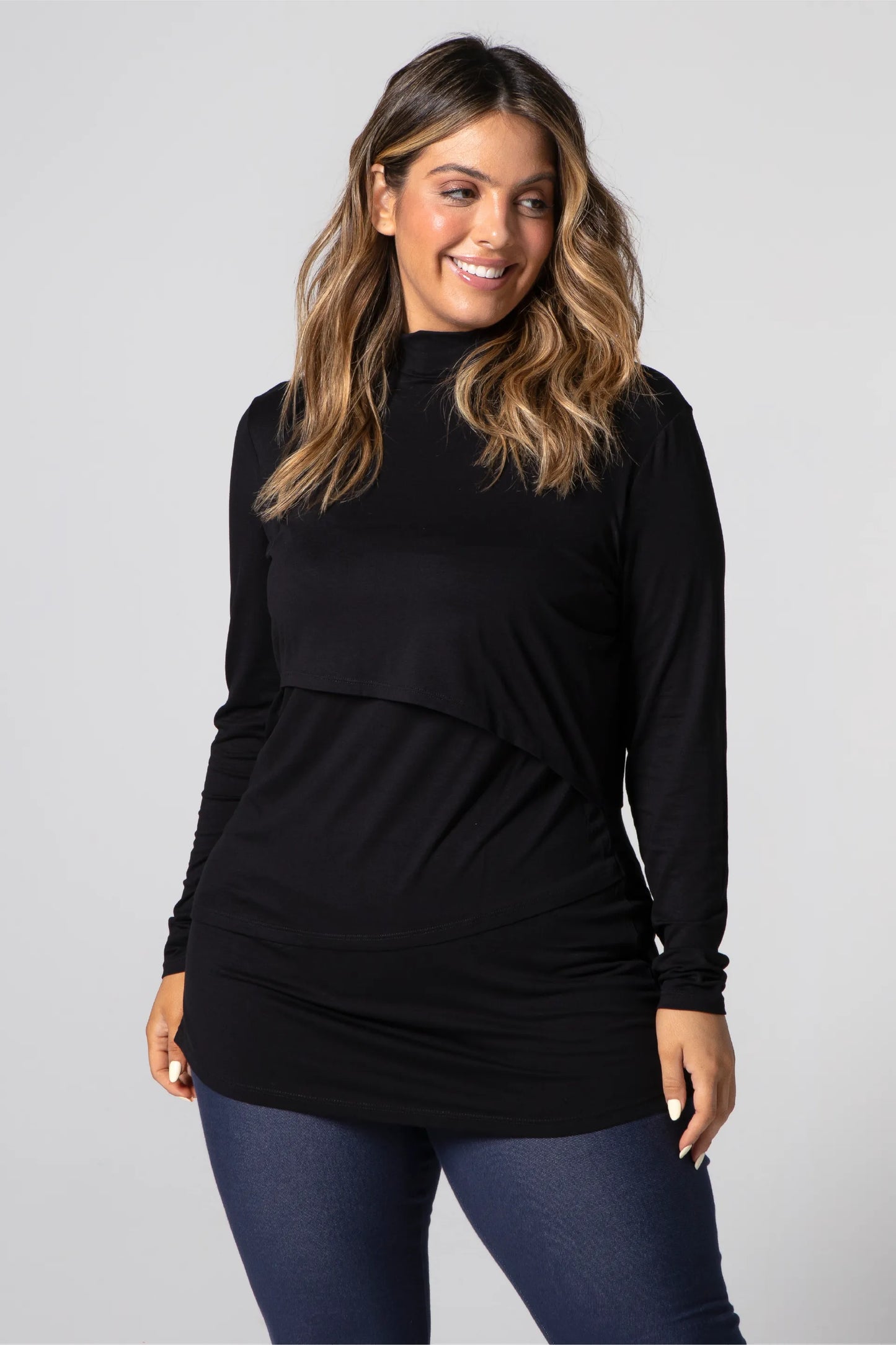 BLUSA GESTANTE E AMAMENTAÇÃO GOLINHA MANGA LONGA
