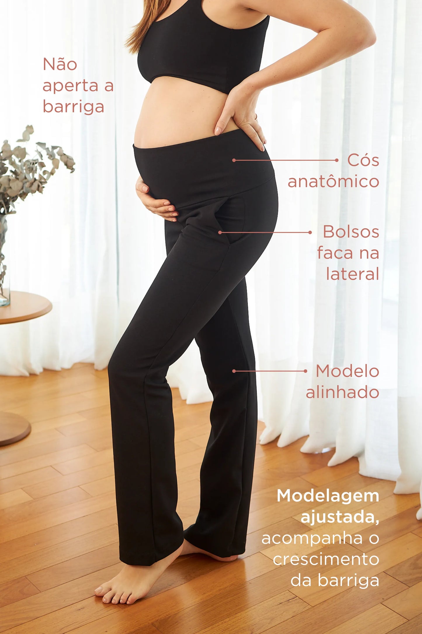 CALÇA GESTANTE SUPER CONFORTÁVEL ALFAIATARIA