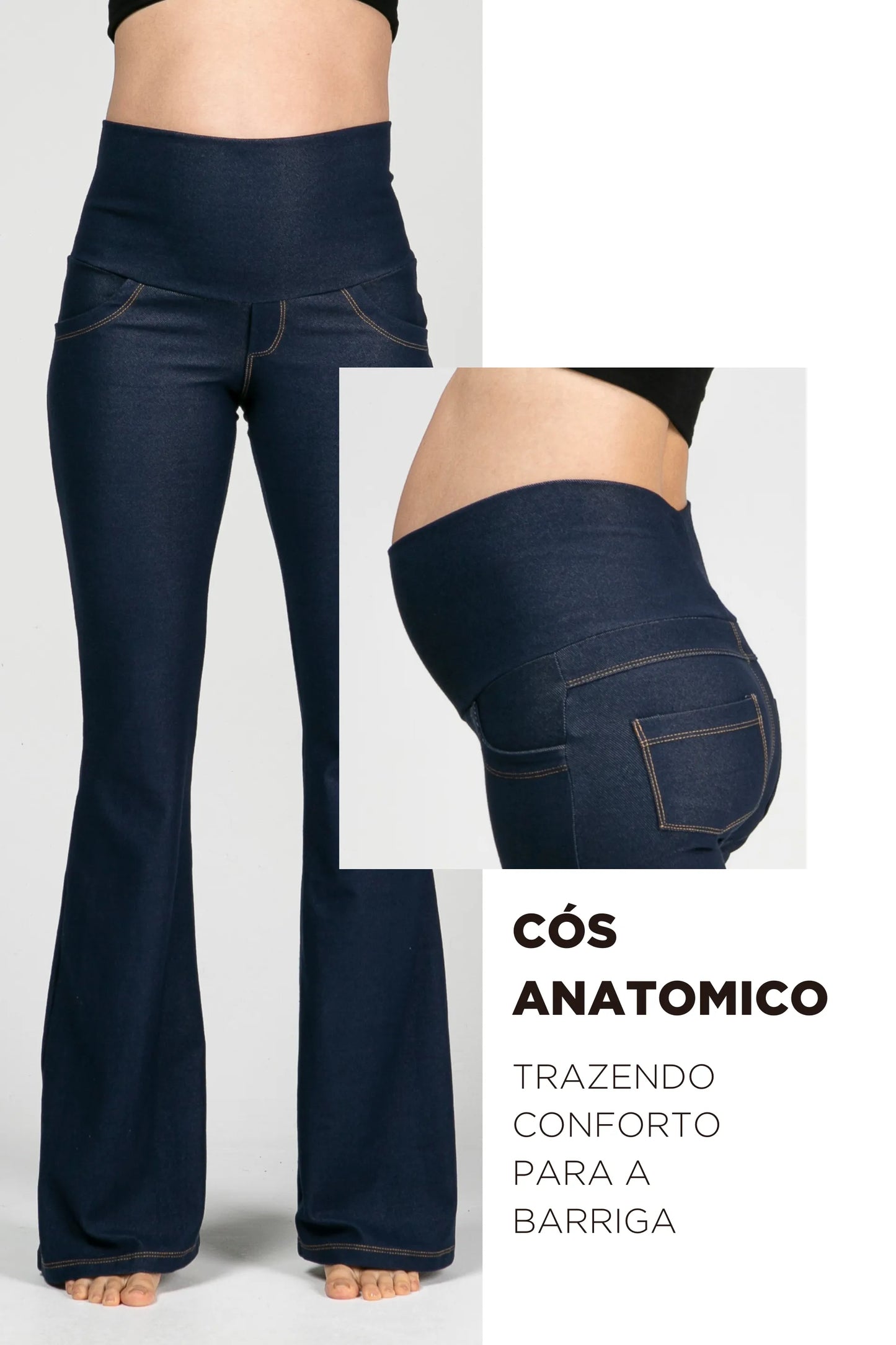 CALÇA GESTANTE JEANS DE MOLETOM BOOTCUT