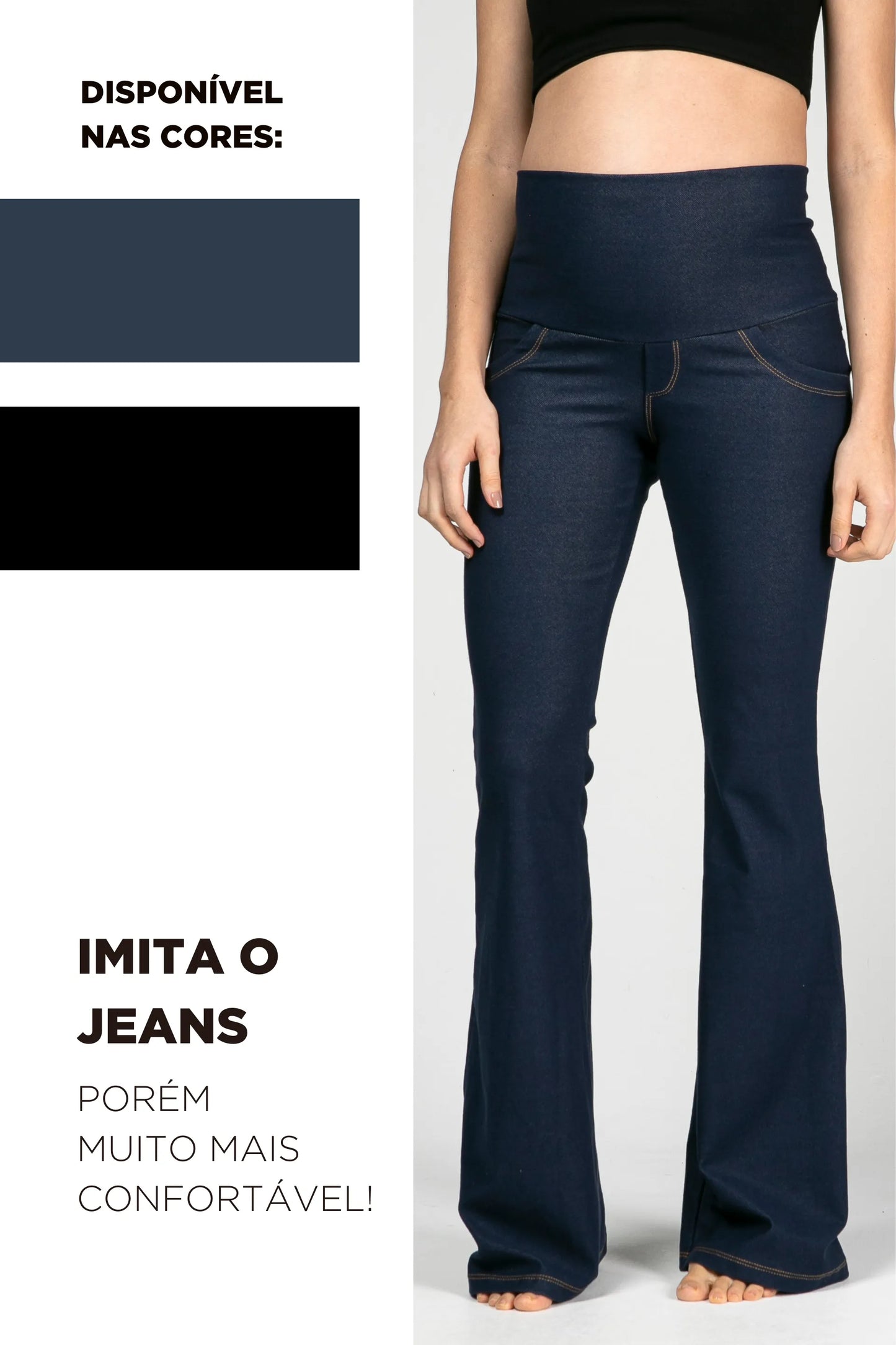 CALÇA GESTANTE JEANS DE MOLETOM BOOTCUT