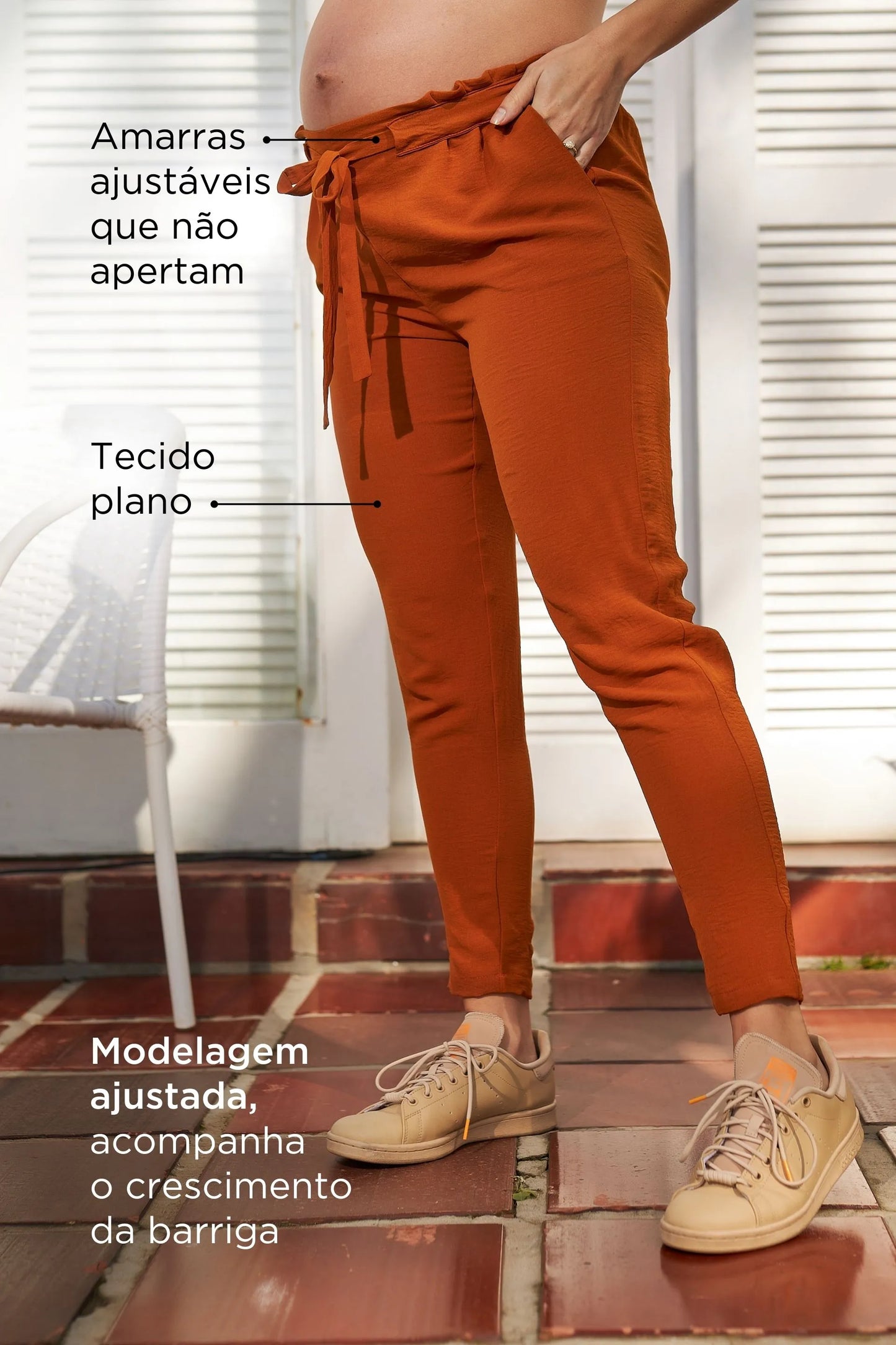 CALÇA GESTANTE CENOURA AJUSTÁVEL