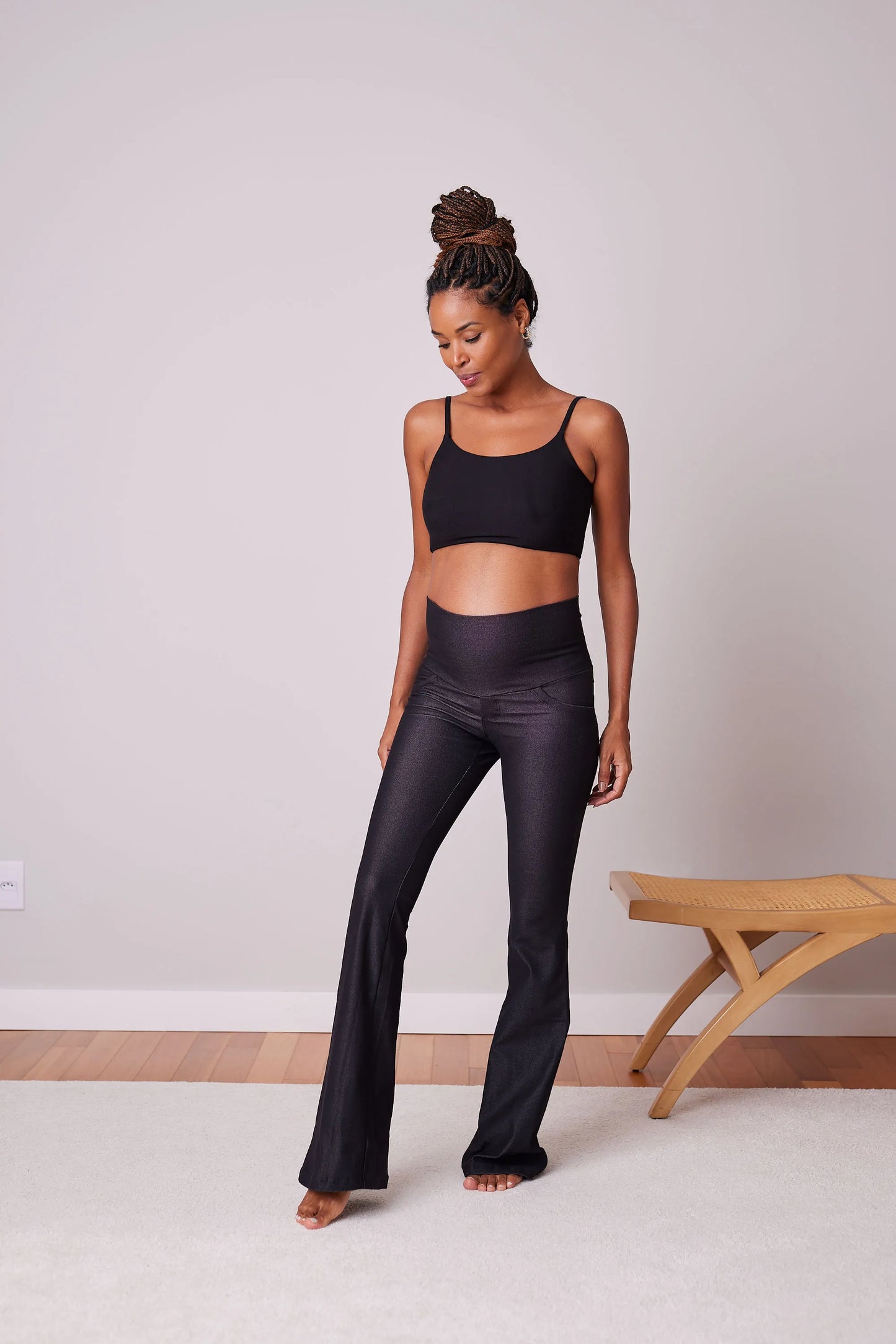 CALÇA GESTANTE JEANS DE MOLETOM BOOTCUT