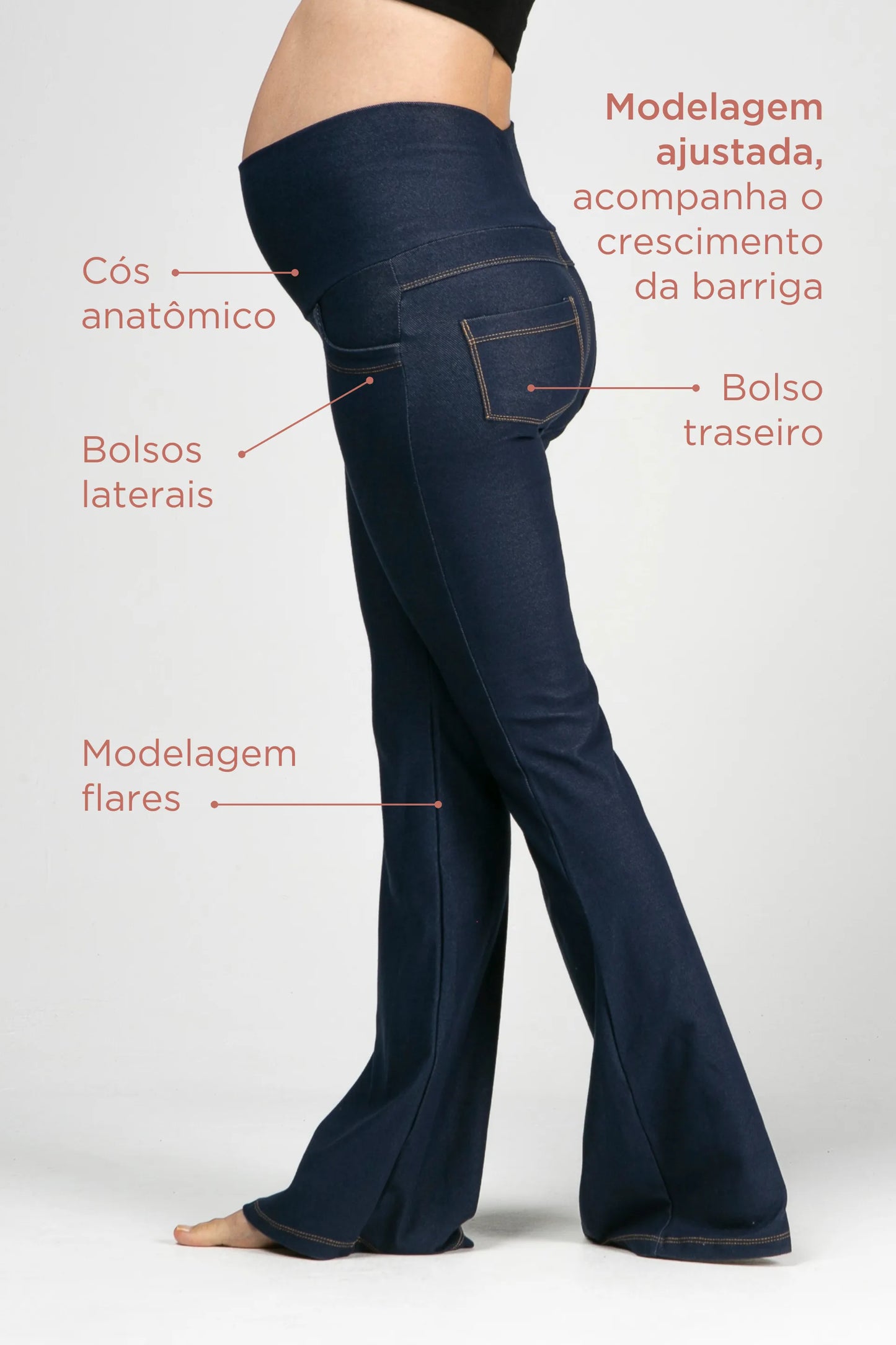 CALÇA GESTANTE JEANS DE MOLETOM BOOTCUT