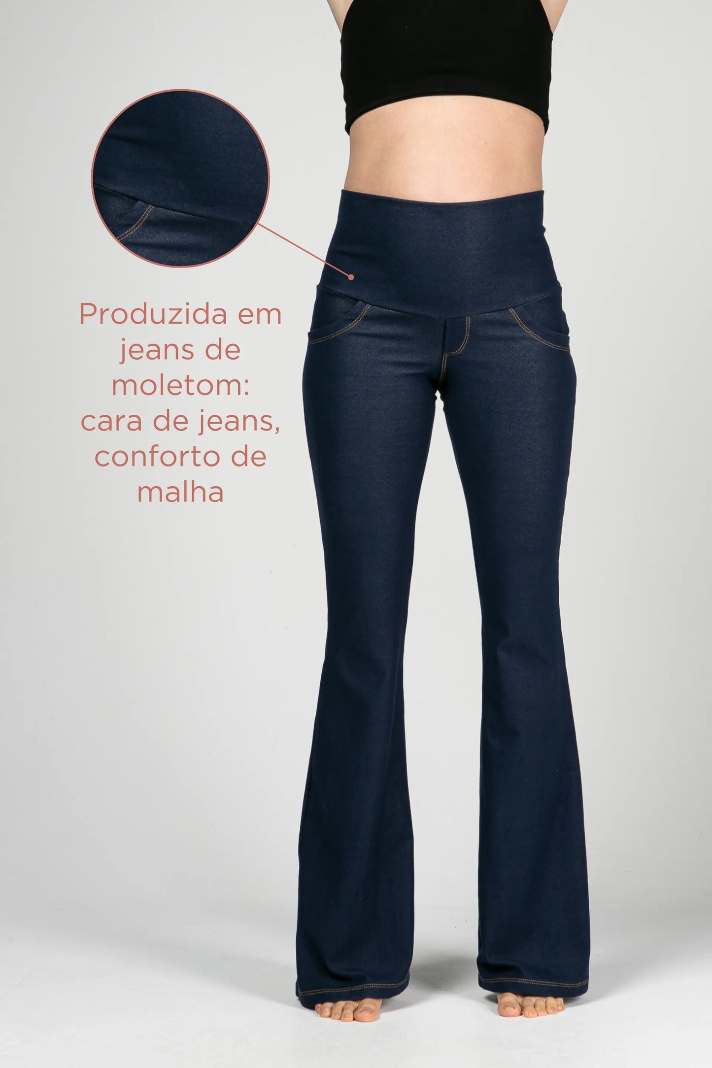 CALÇA GESTANTE JEANS DE MOLETOM BOOTCUT