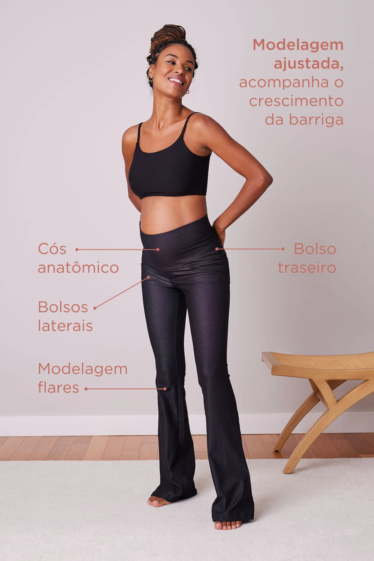 CALÇA GESTANTE JEANS DE MOLETOM BOOTCUT