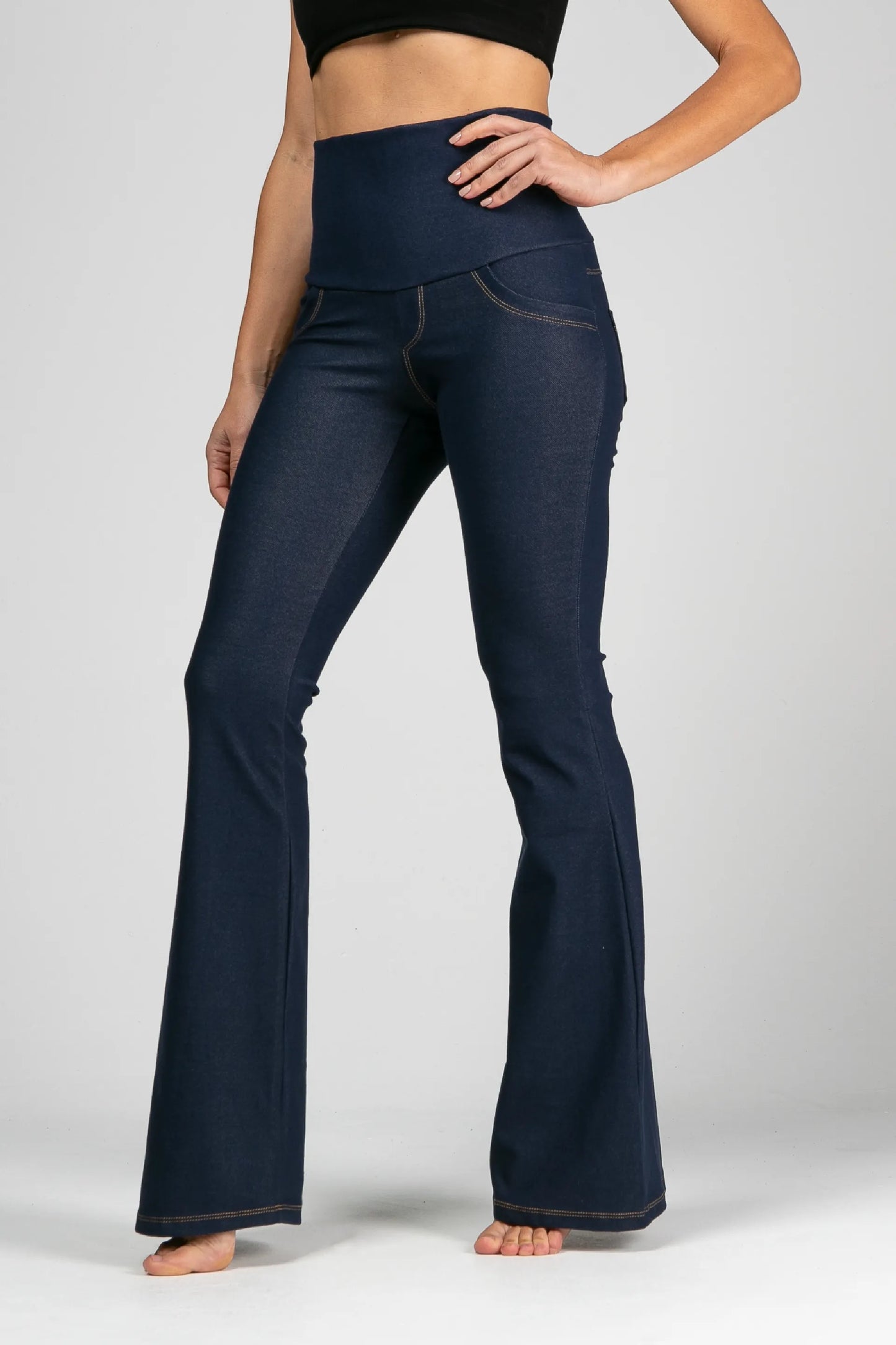 CALÇA GESTANTE JEANS DE MOLETOM BOOTCUT