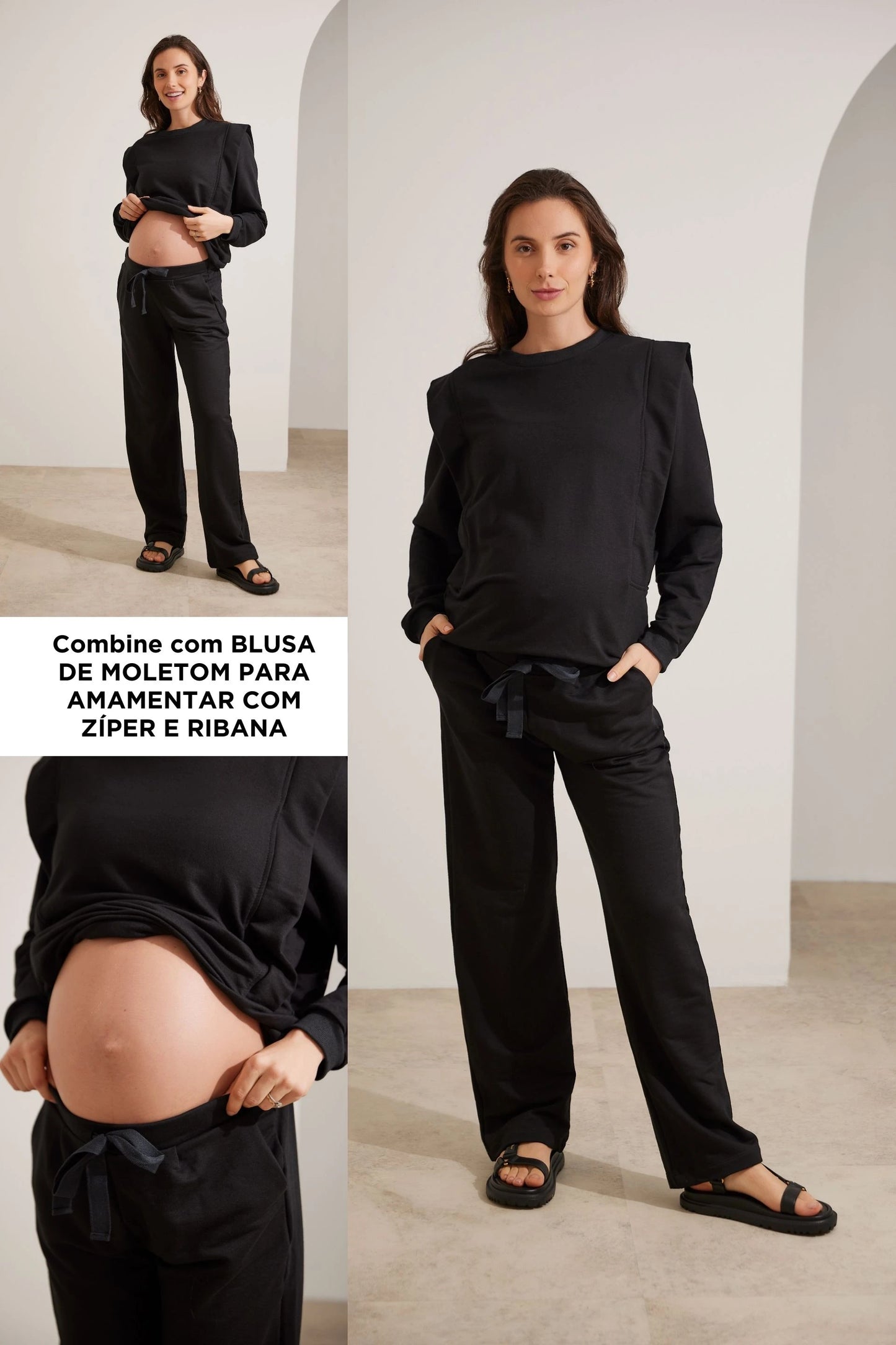 CALÇA GESTANTE MOLETOM COMFY RETA