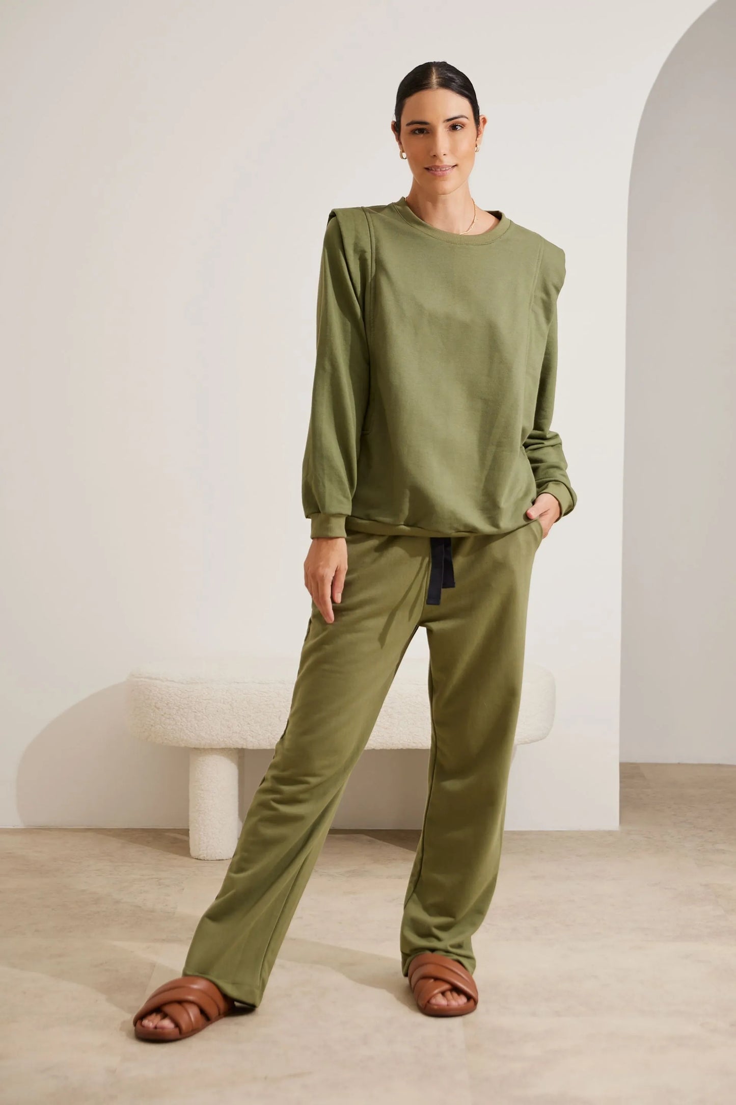 CALÇA GESTANTE MOLETOM COMFY RETA