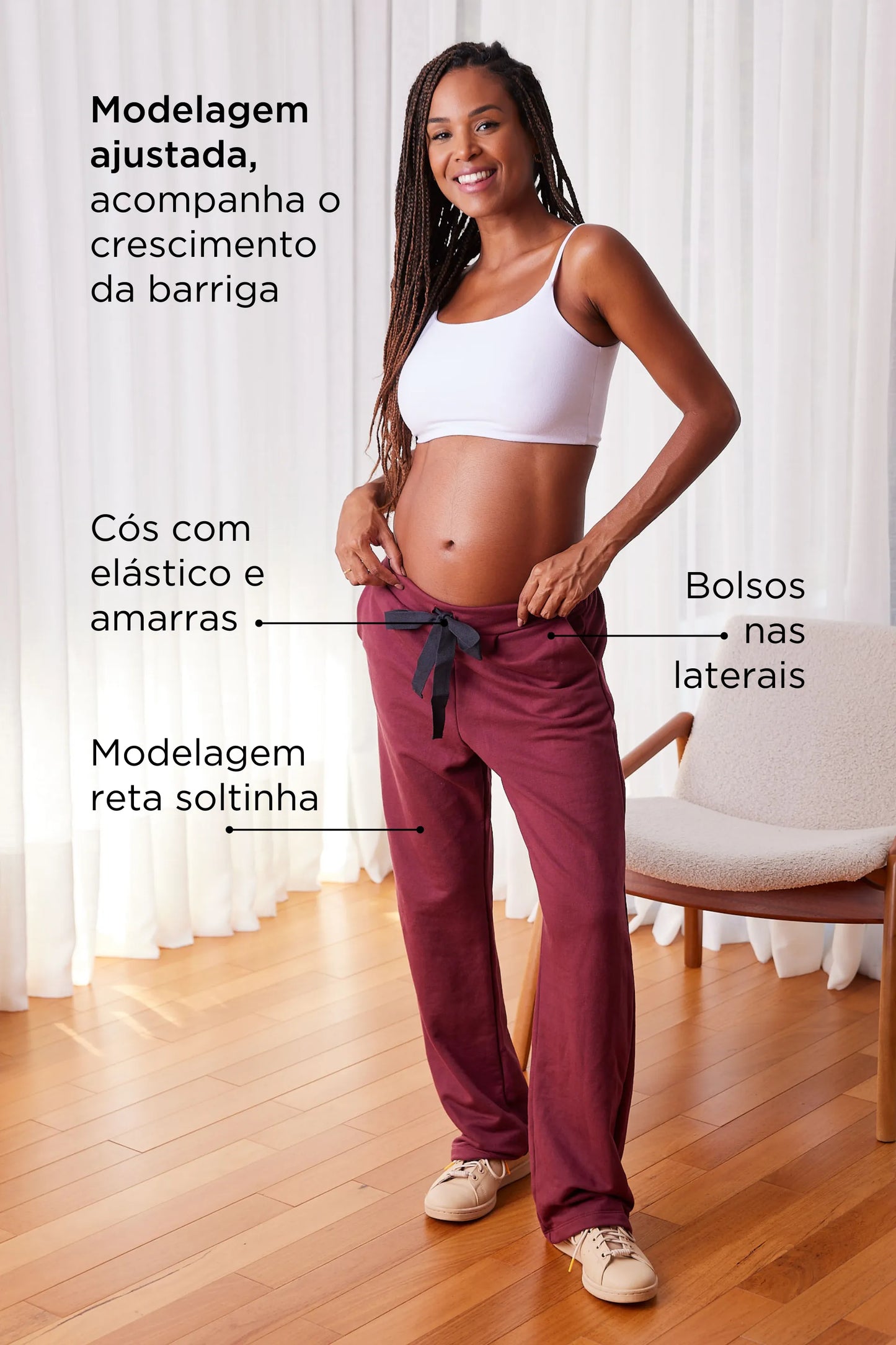 CALÇA GESTANTE MOLETOM COMFY RETA