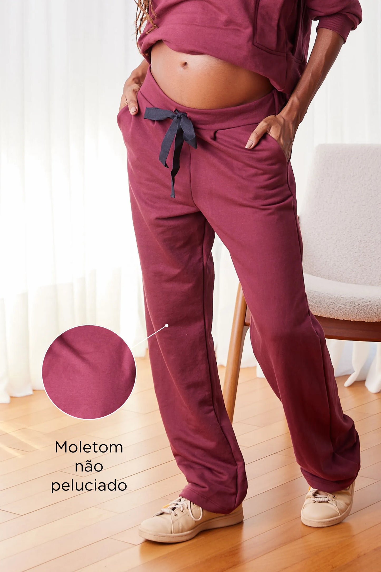 CALÇA GESTANTE MOLETOM COMFY RETA