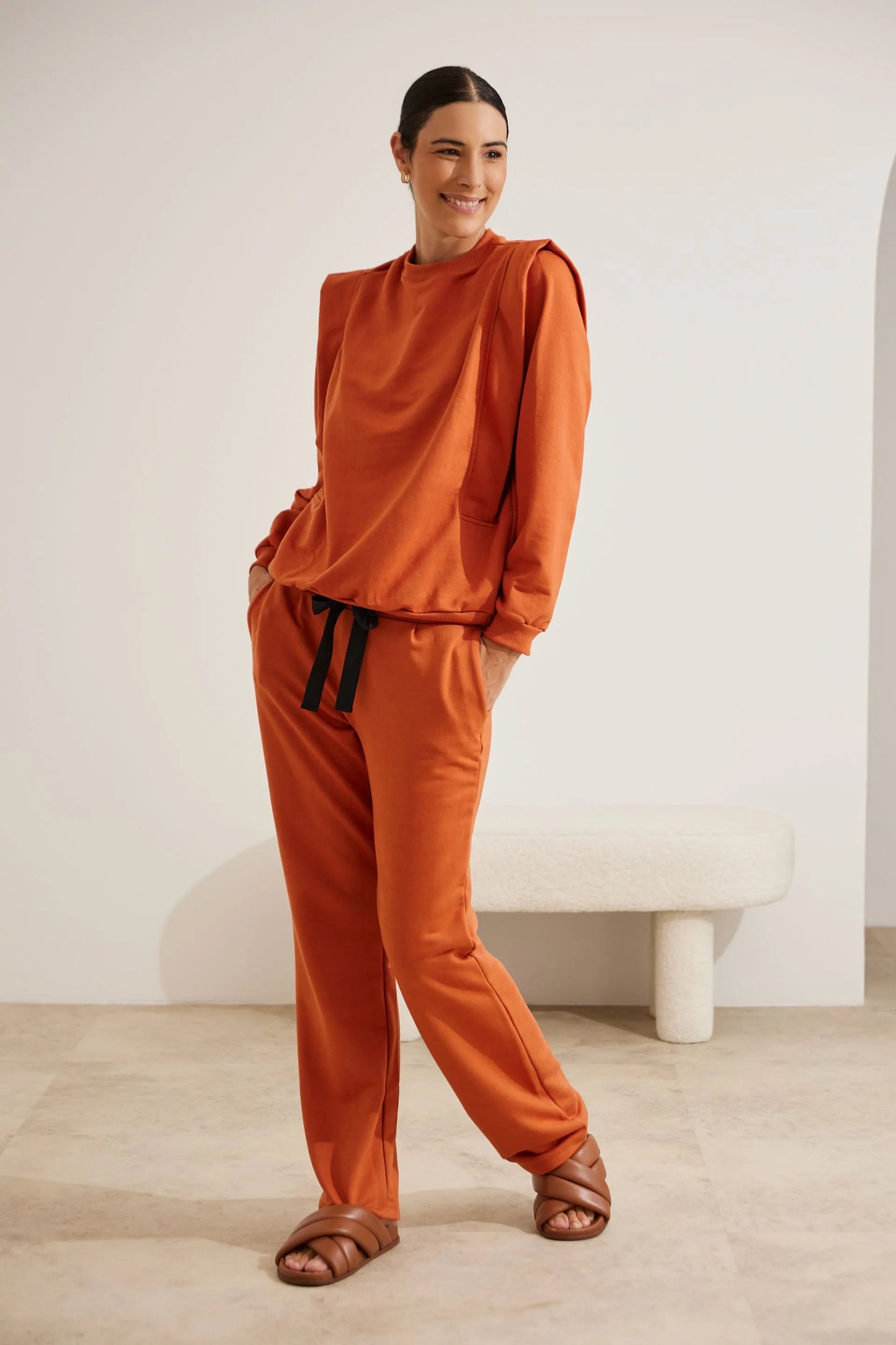 CALÇA GESTANTE MOLETOM COMFY RETA