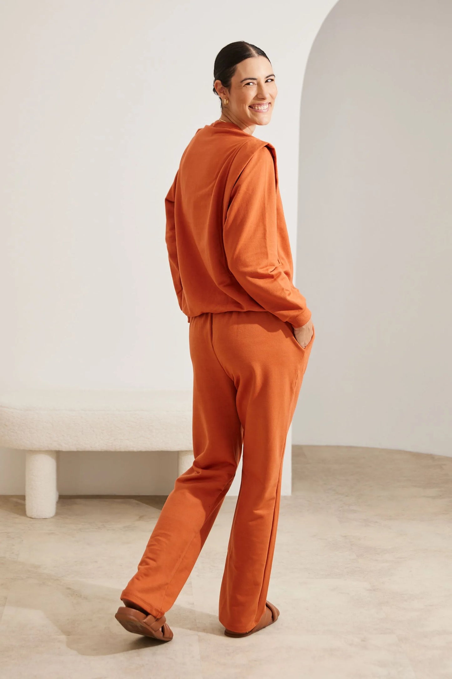 CALÇA GESTANTE MOLETOM COMFY RETA