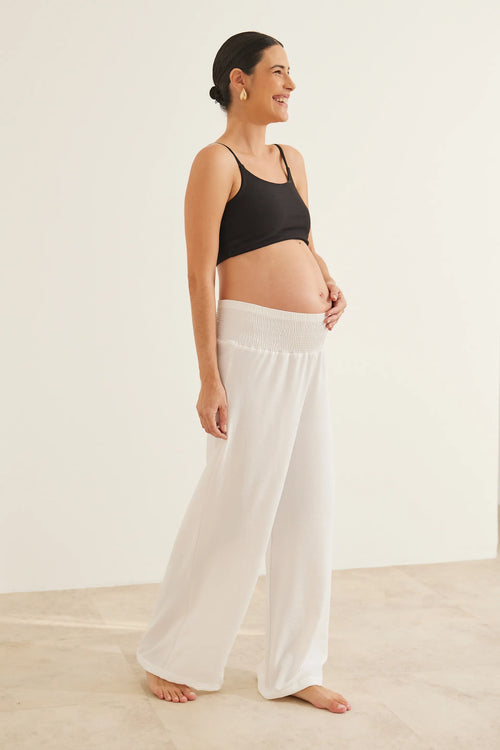 CALÇA GESTANTE E PÓS-PARTO SOLTINHA COM LASTEX