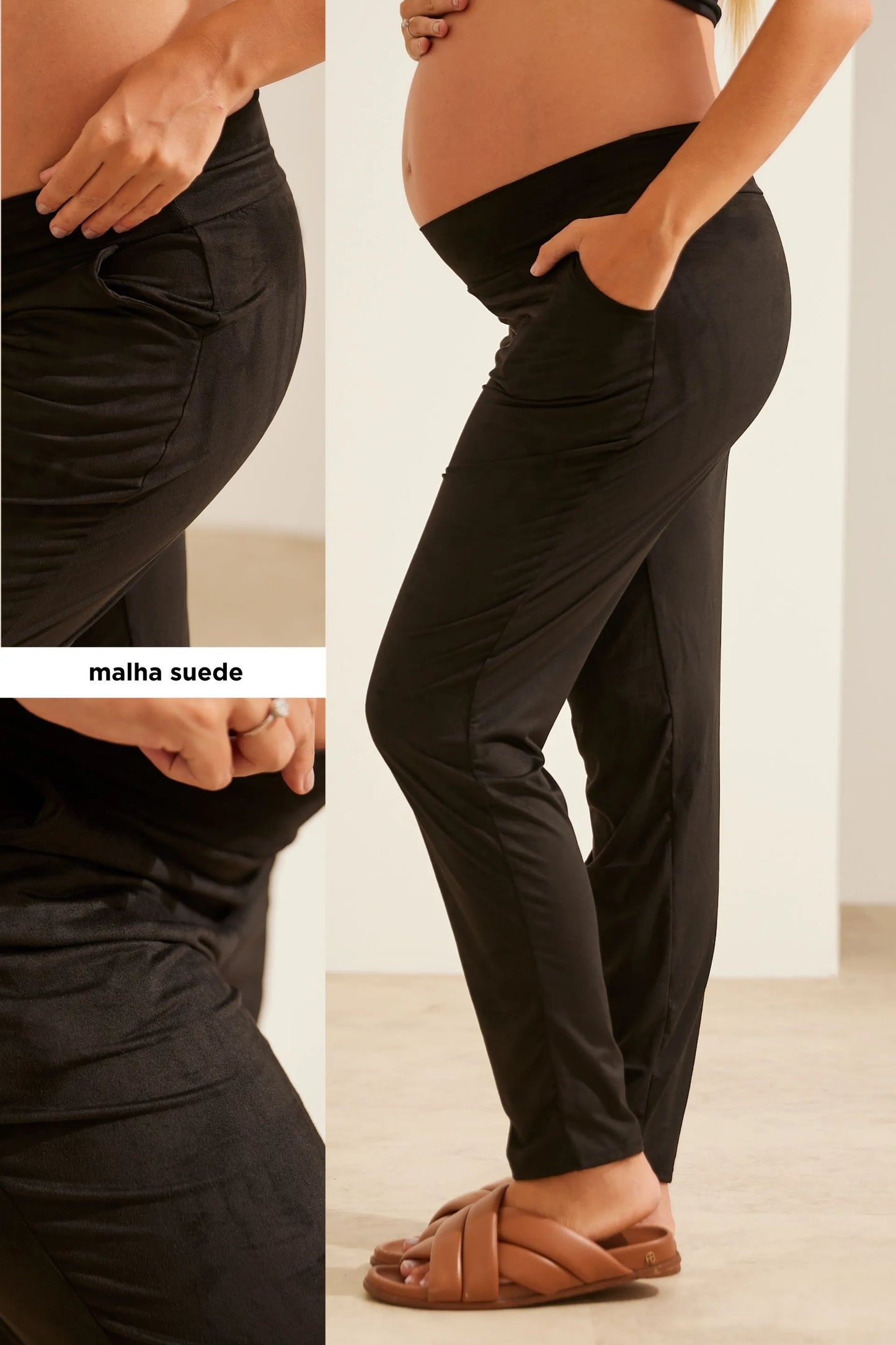 CALÇA GESTANTE SLIM SUEDE ULTRA LIGHT